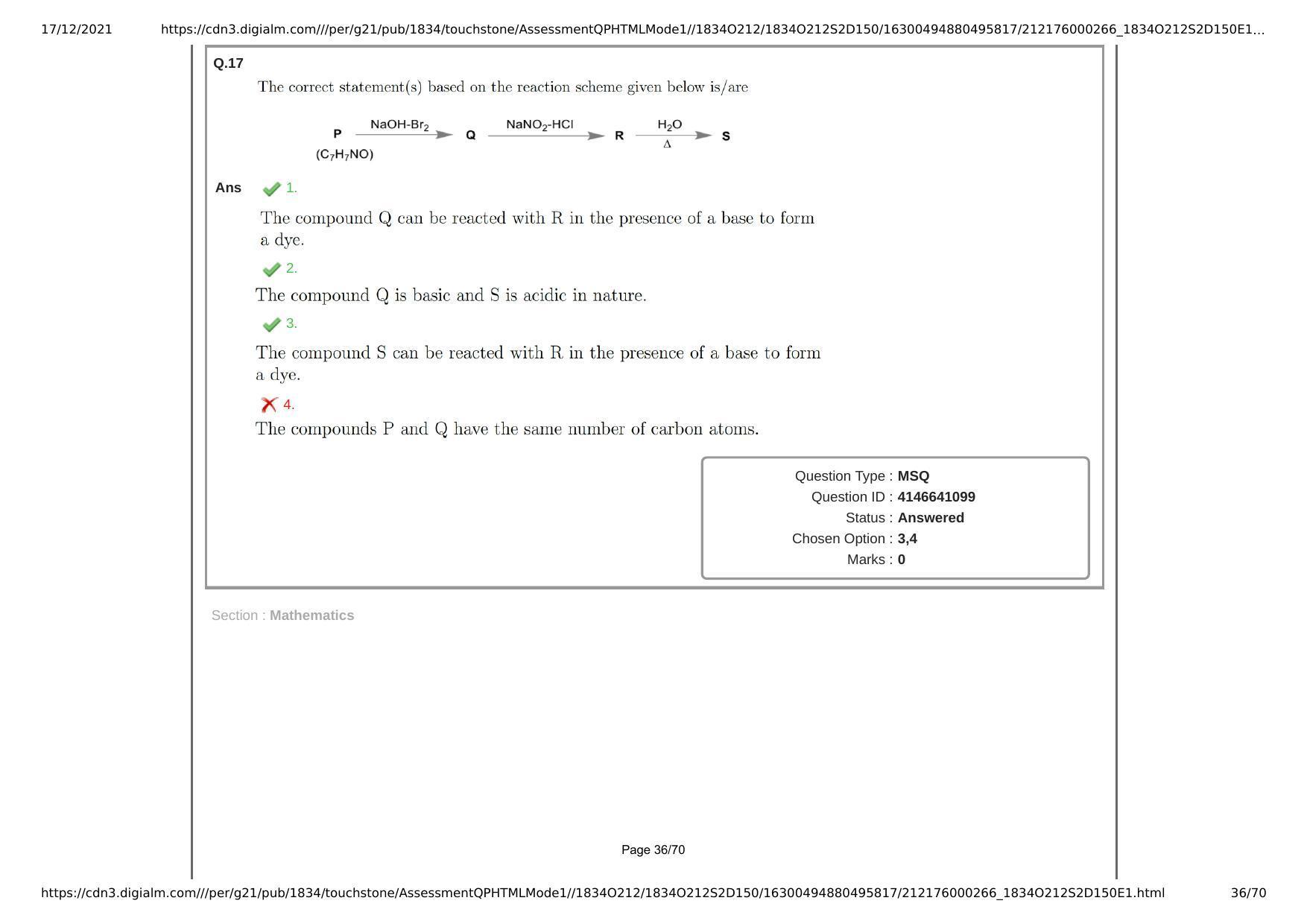 NEST Session II 2021 Question Paper - Page 36