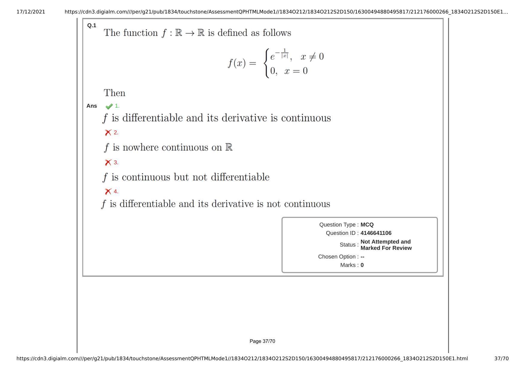 NEST Session II 2021 Question Paper - Page 37