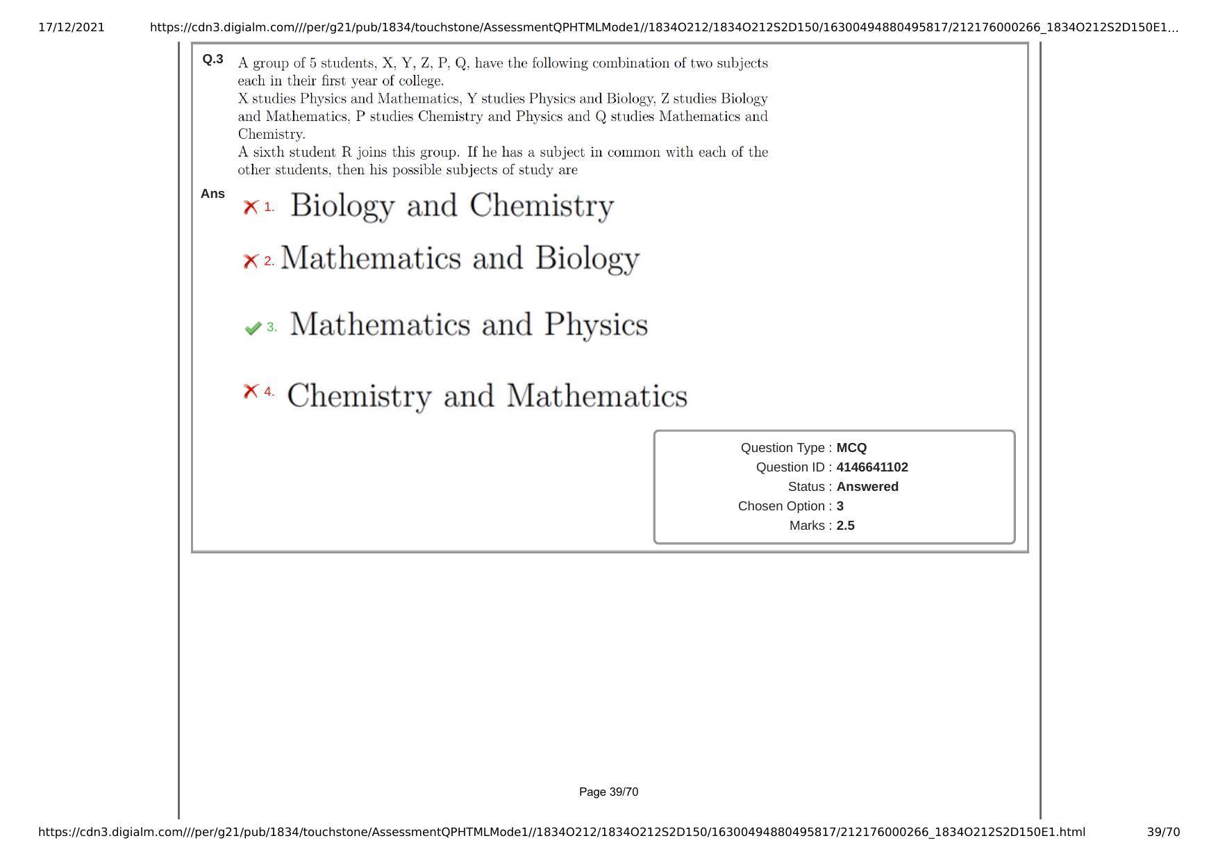 NEST Session II 2021 Question Paper - Page 39