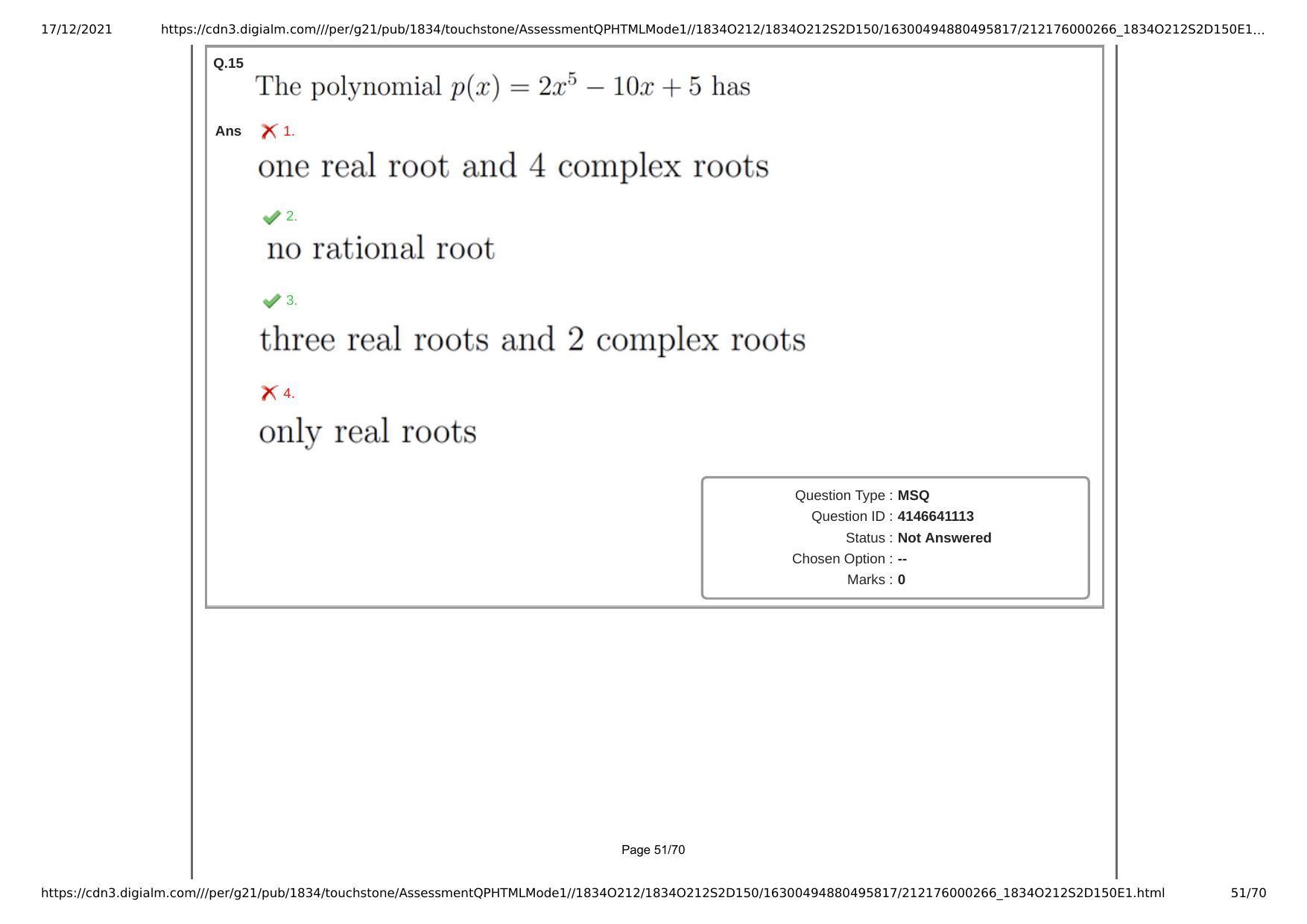 NEST Session II 2021 Question Paper - Page 51