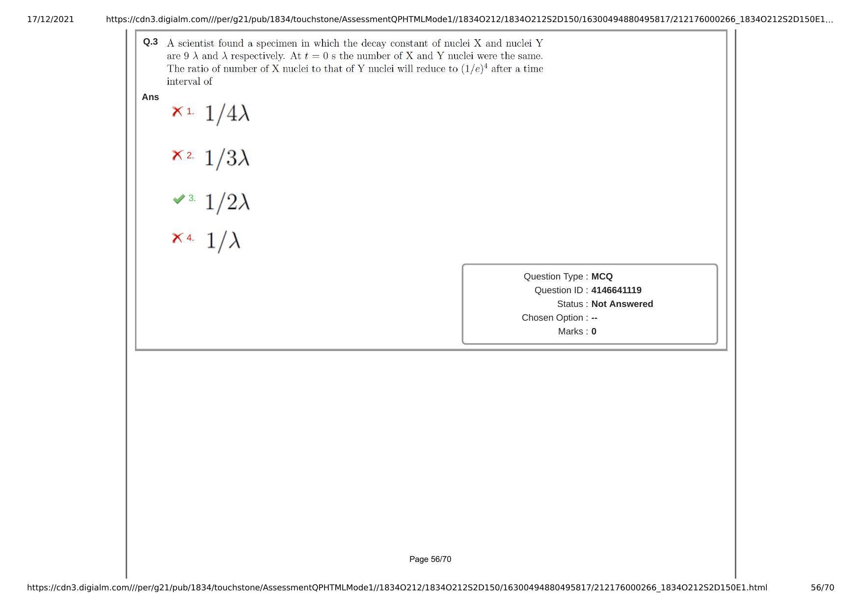 NEST Session II 2021 Question Paper - Page 56