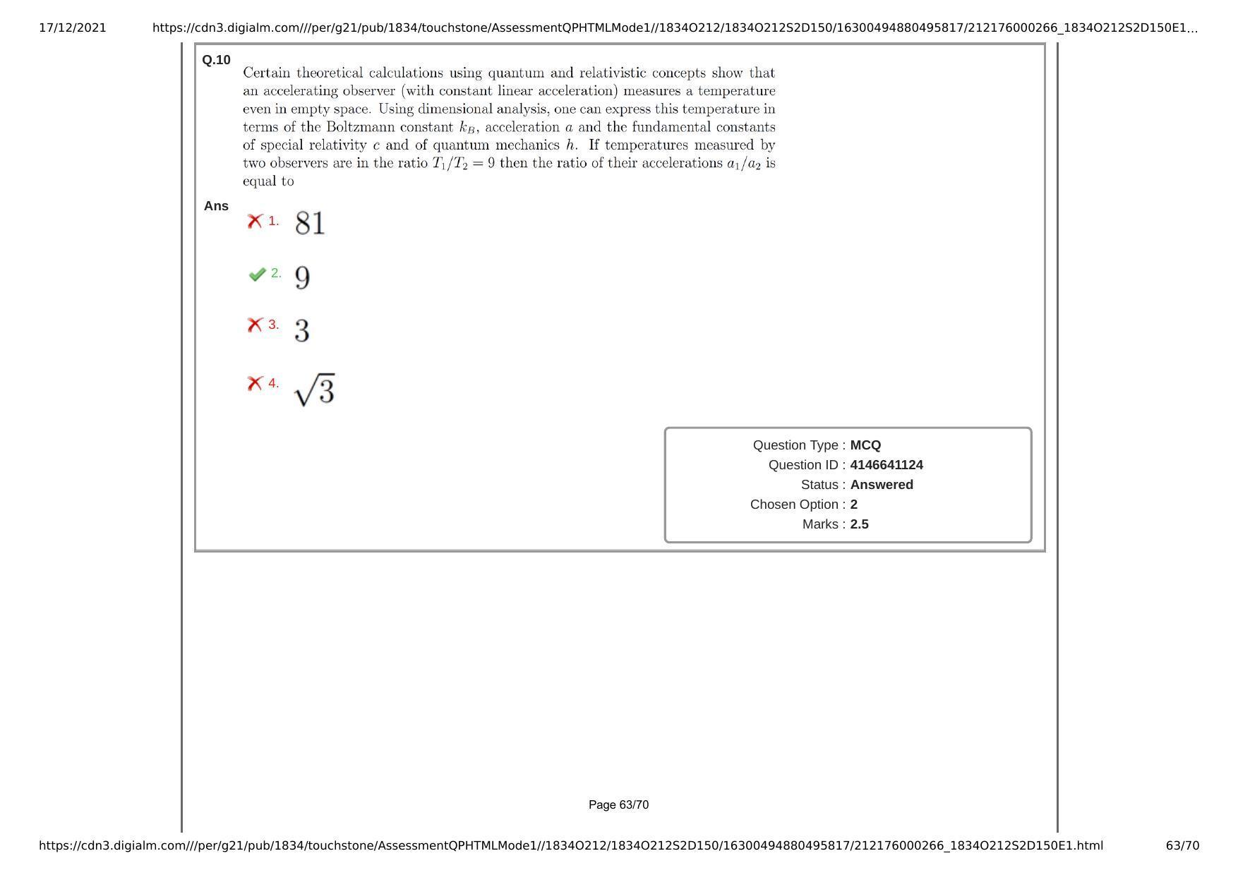 NEST Session II 2021 Question Paper - Page 63