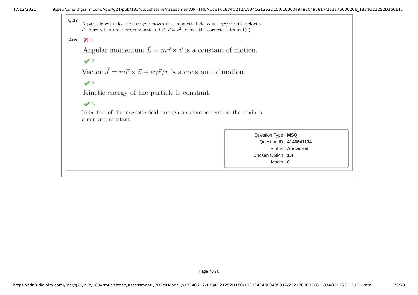 NEST Session II 2021 Question Paper - Page 70