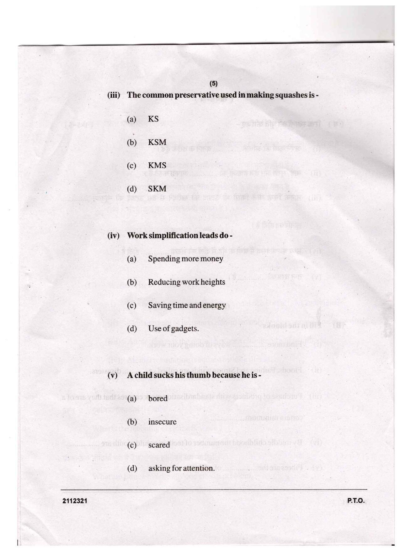 CGSOS Class 12 Home Science Question Paper - Page 5