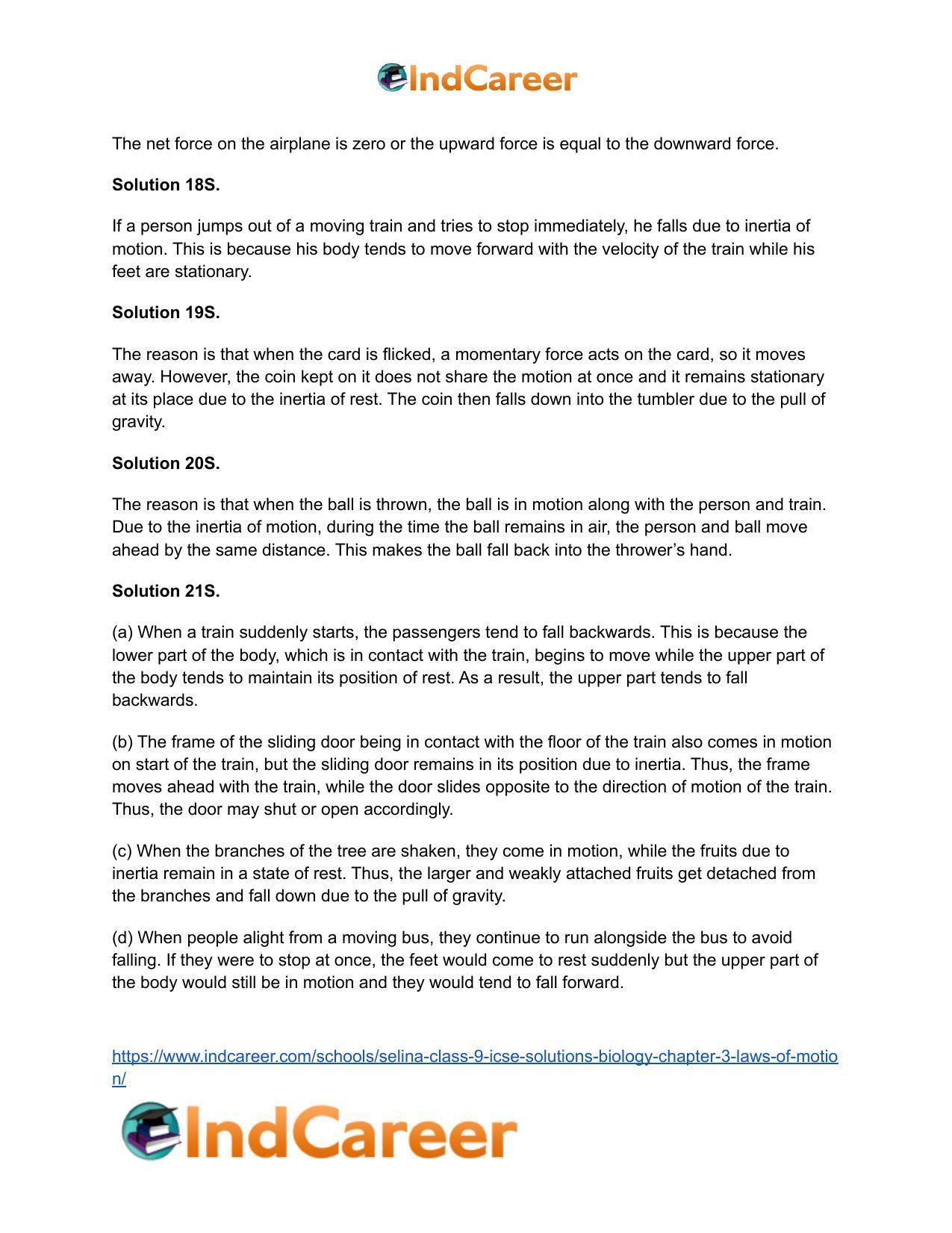 Selina Class 9 ICSE Solutions Biology : Chapter 3- Laws of Motion - Page 7