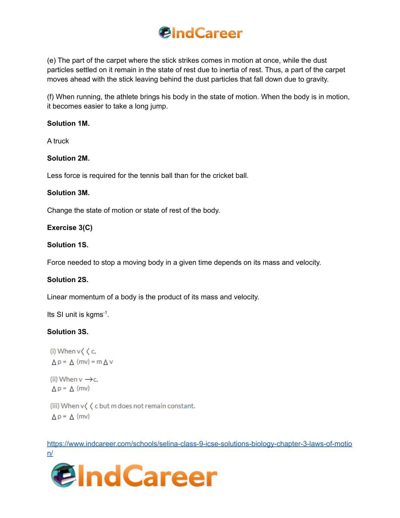 Selina Class 9 ICSE Solutions Biology : Chapter 3- Laws of Motion - Page 8