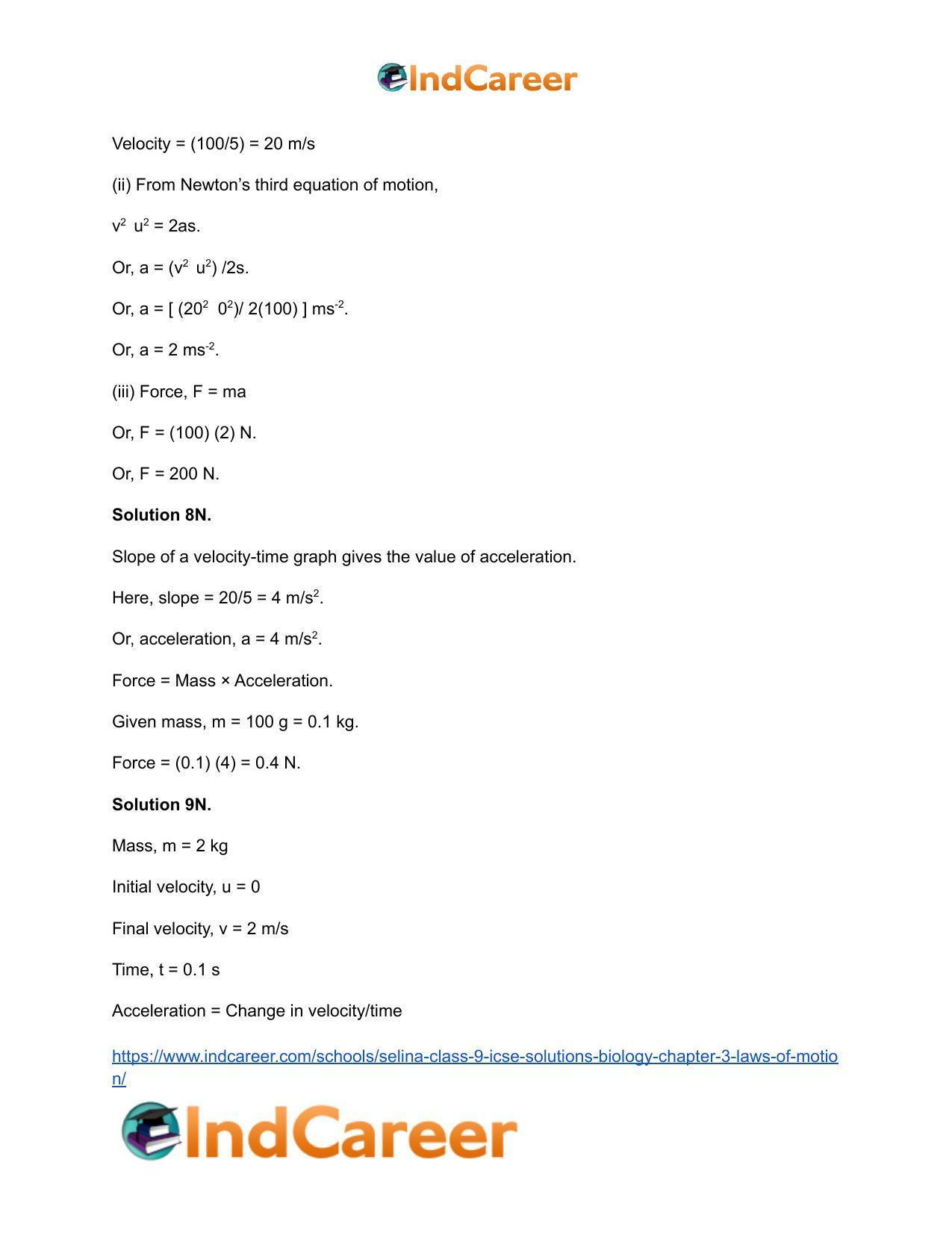 Selina Class 9 ICSE Solutions Biology : Chapter 3- Laws of Motion - Page 17