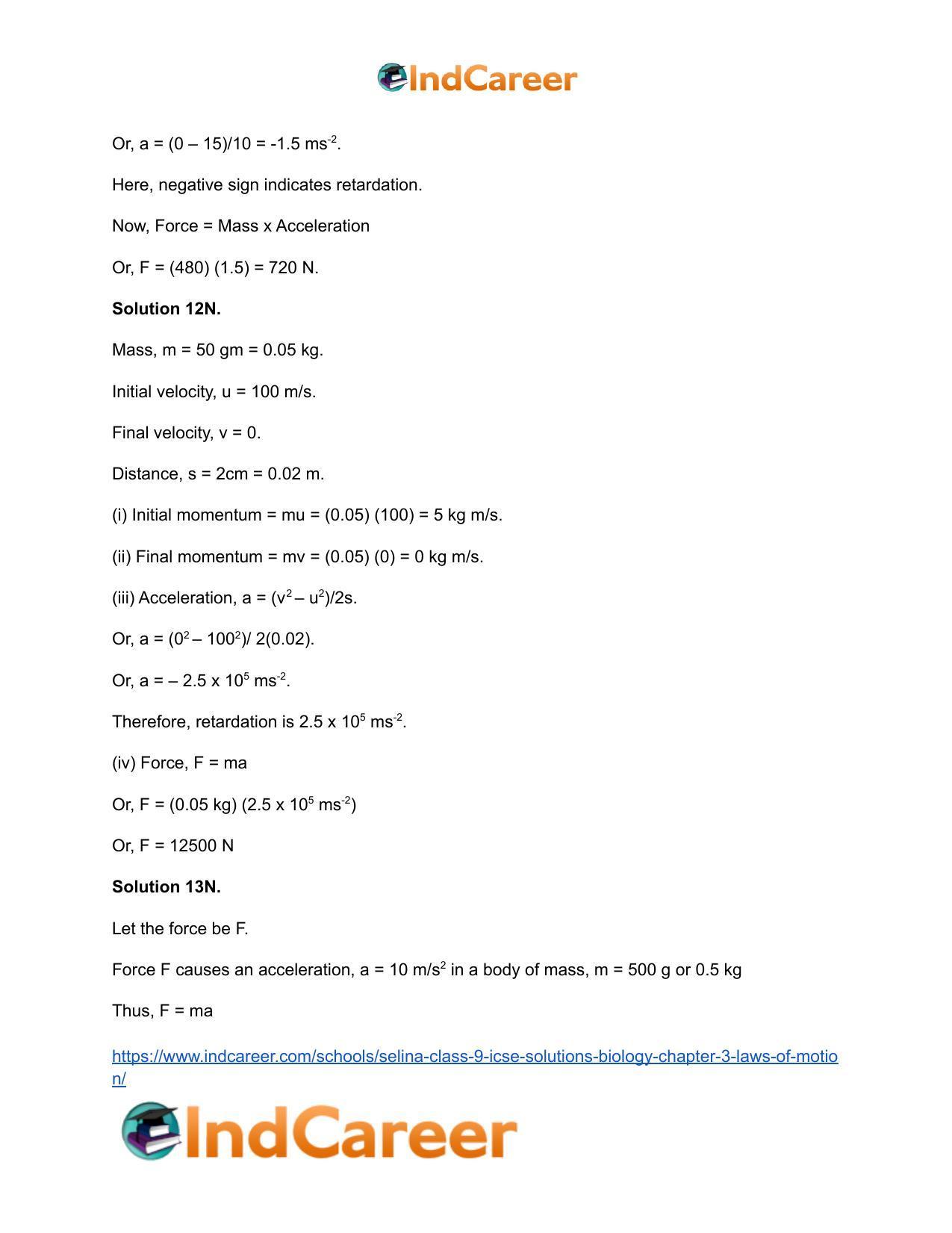 Selina Class 9 ICSE Solutions Biology : Chapter 3- Laws of Motion - Page 19