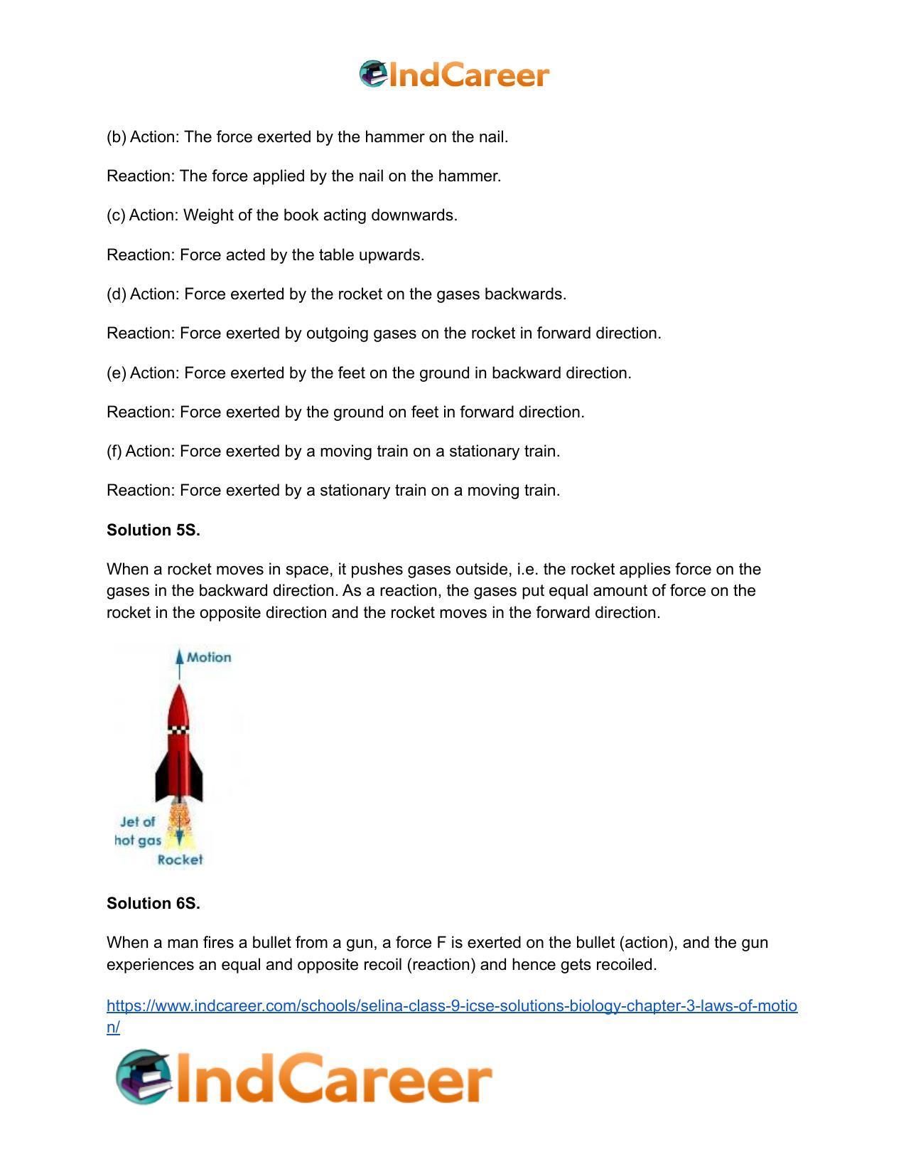Selina Class 9 ICSE Solutions Biology : Chapter 3- Laws of Motion - Page 22
