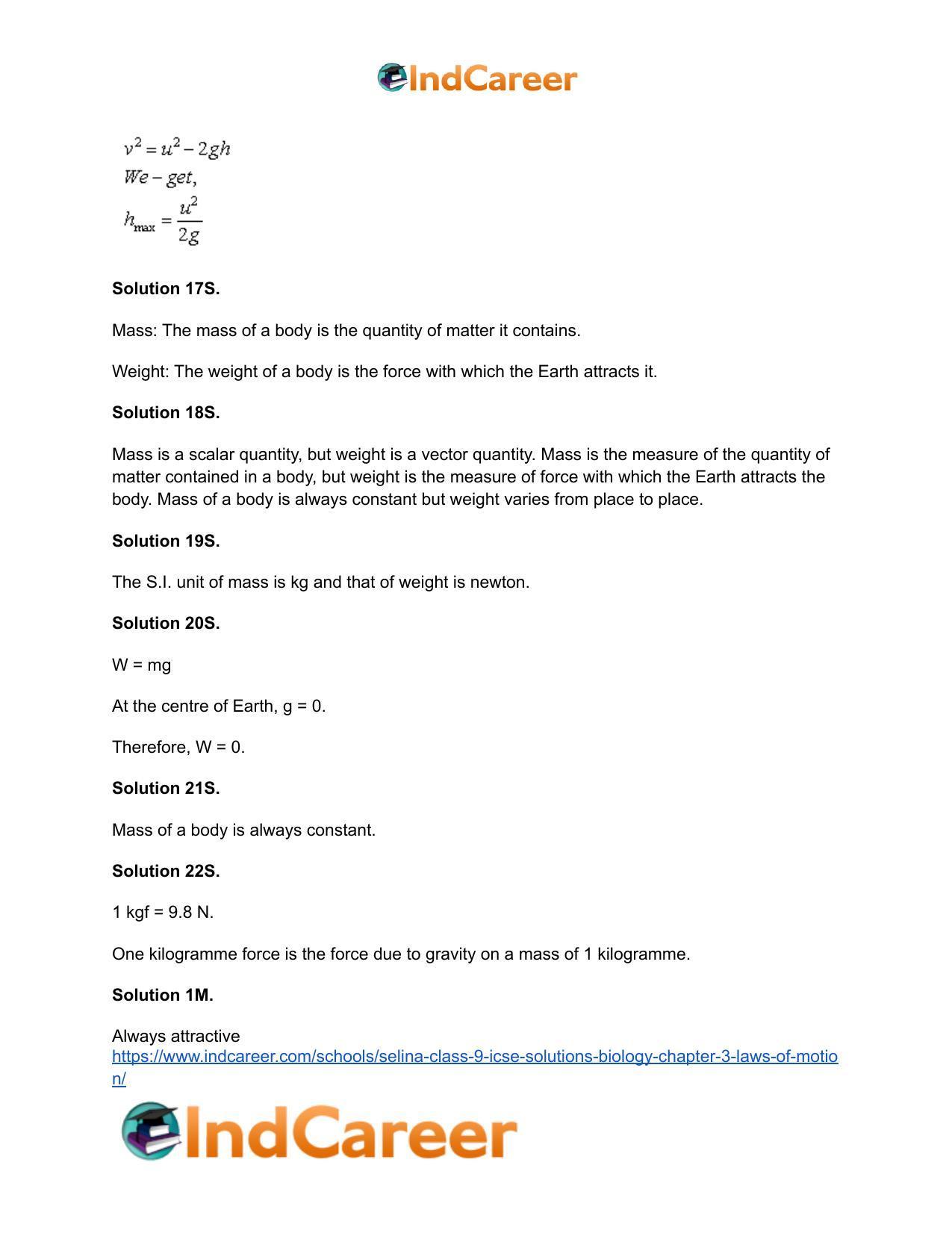 Selina Class 9 ICSE Solutions Biology : Chapter 3- Laws of Motion - Page 28