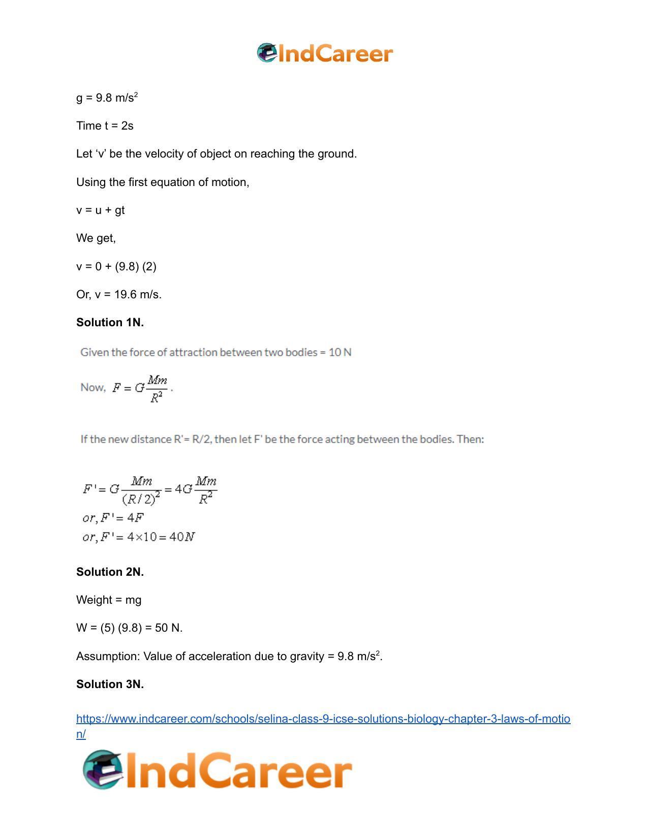 Selina Class 9 ICSE Solutions Biology : Chapter 3- Laws of Motion - Page 30