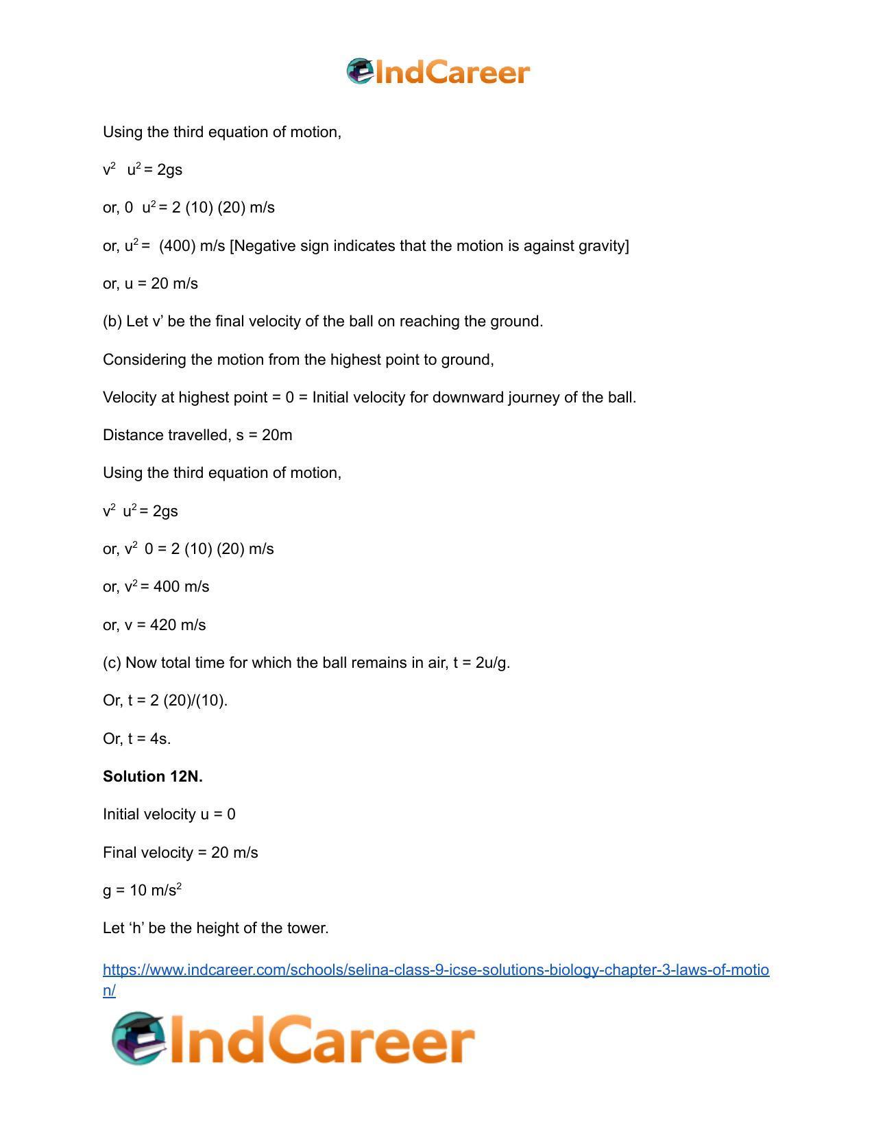 Selina Class 9 ICSE Solutions Biology : Chapter 3- Laws of Motion - Page 34