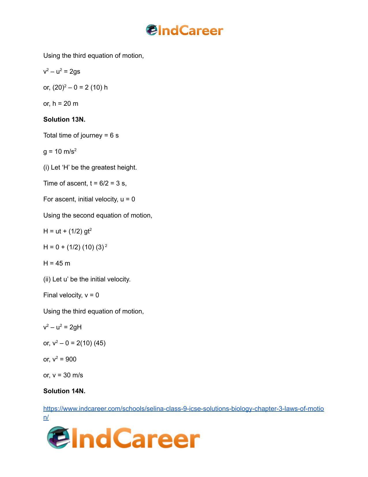 Selina Class 9 ICSE Solutions Biology : Chapter 3- Laws of Motion - Page 35