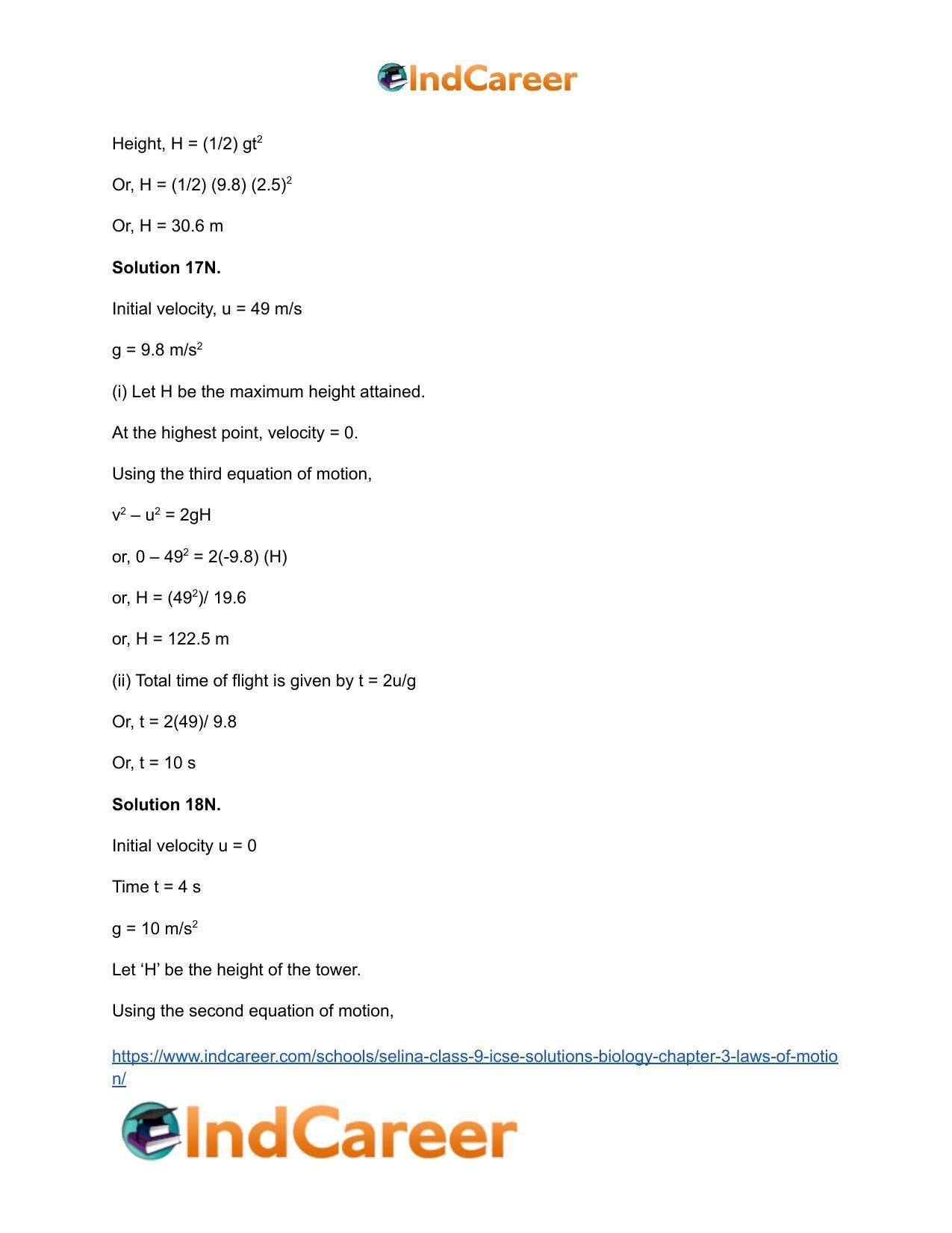 Selina Class 9 ICSE Solutions Biology : Chapter 3- Laws of Motion - Page 37