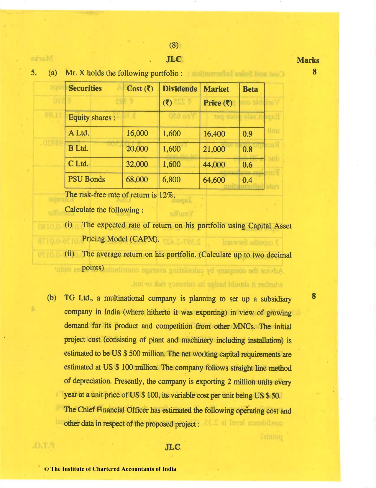 CA Final Nov 2019 Question Paper - Paper 2 – Strategic Financial Management - Page 8