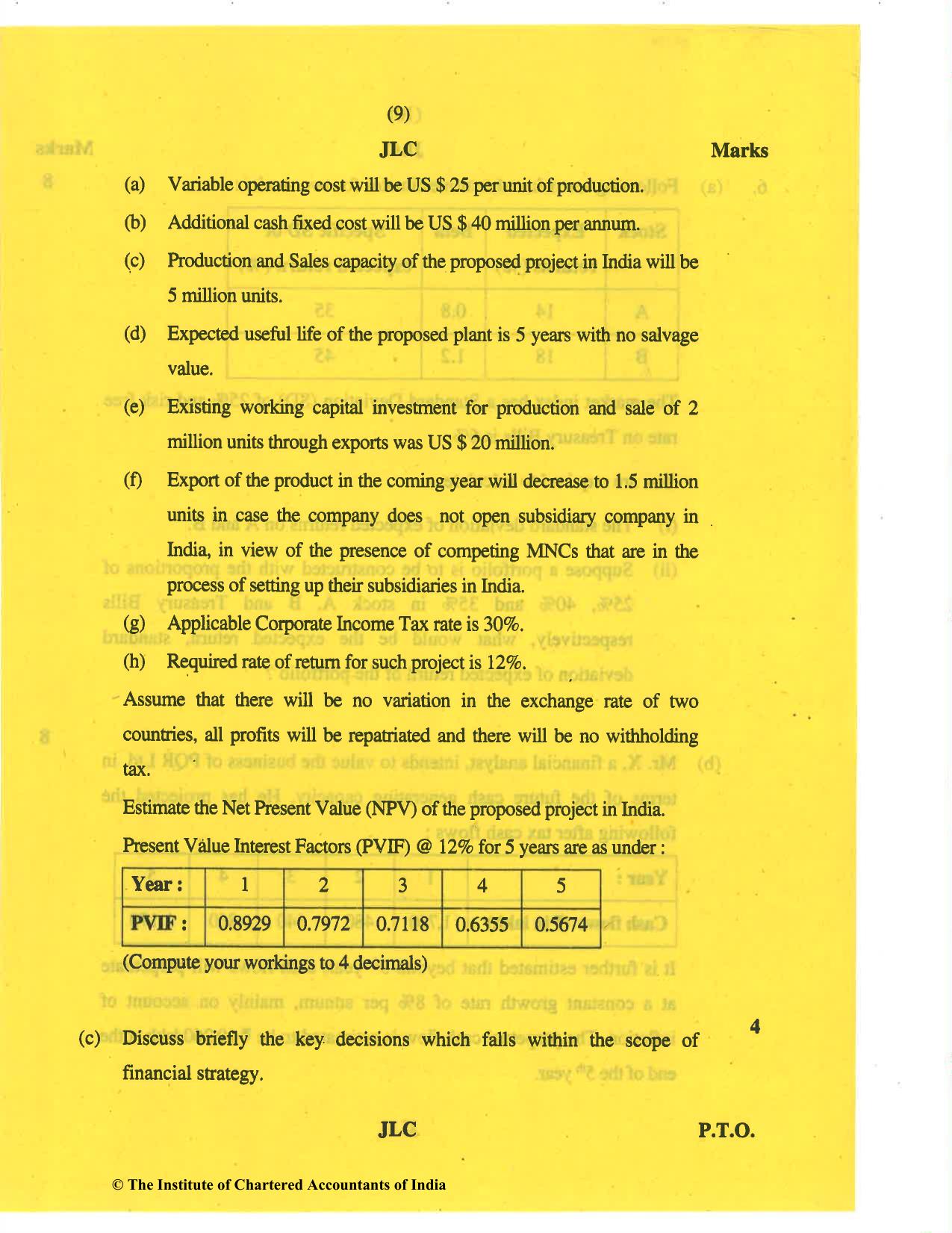 CA Final Nov 2019 Question Paper - Paper 2 – Strategic Financial Management - Page 9