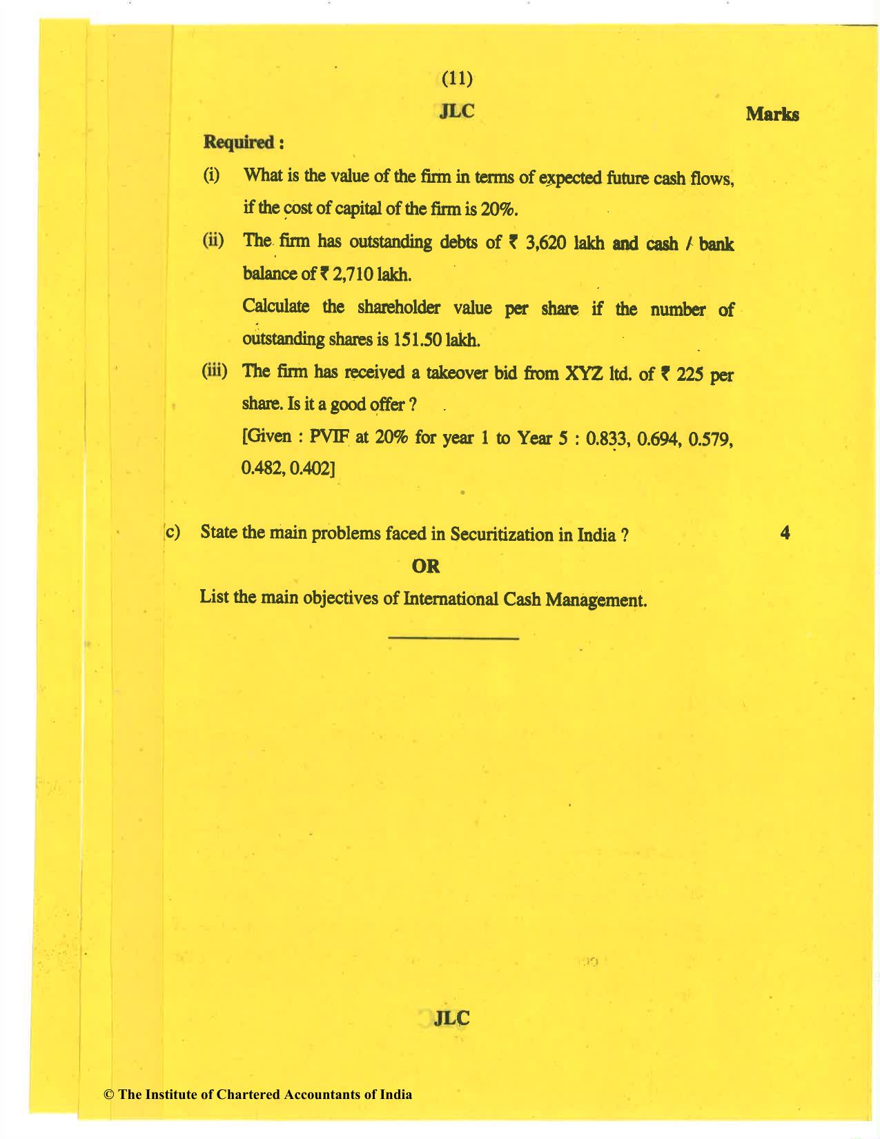 CA Final Nov 2019 Question Paper - Paper 2 – Strategic Financial Management - Page 11