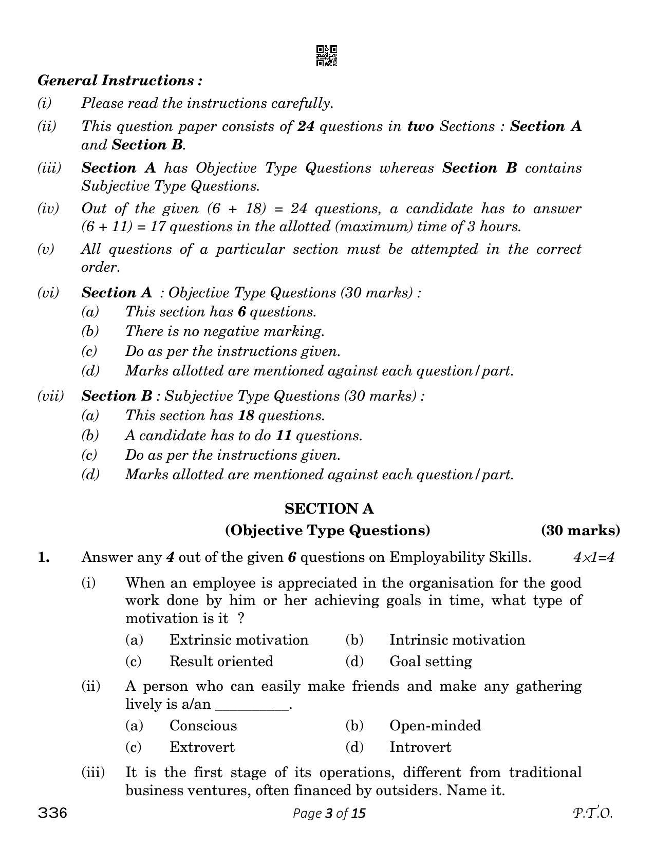 CBSE Class 12 Marketing (Compartment) 2023 Question Paper - Page 3