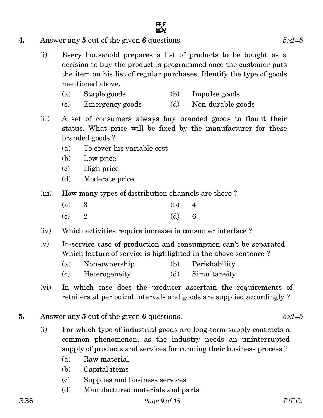 CBSE Class 12 Marketing (Compartment) 2023 Question Paper - Page 9