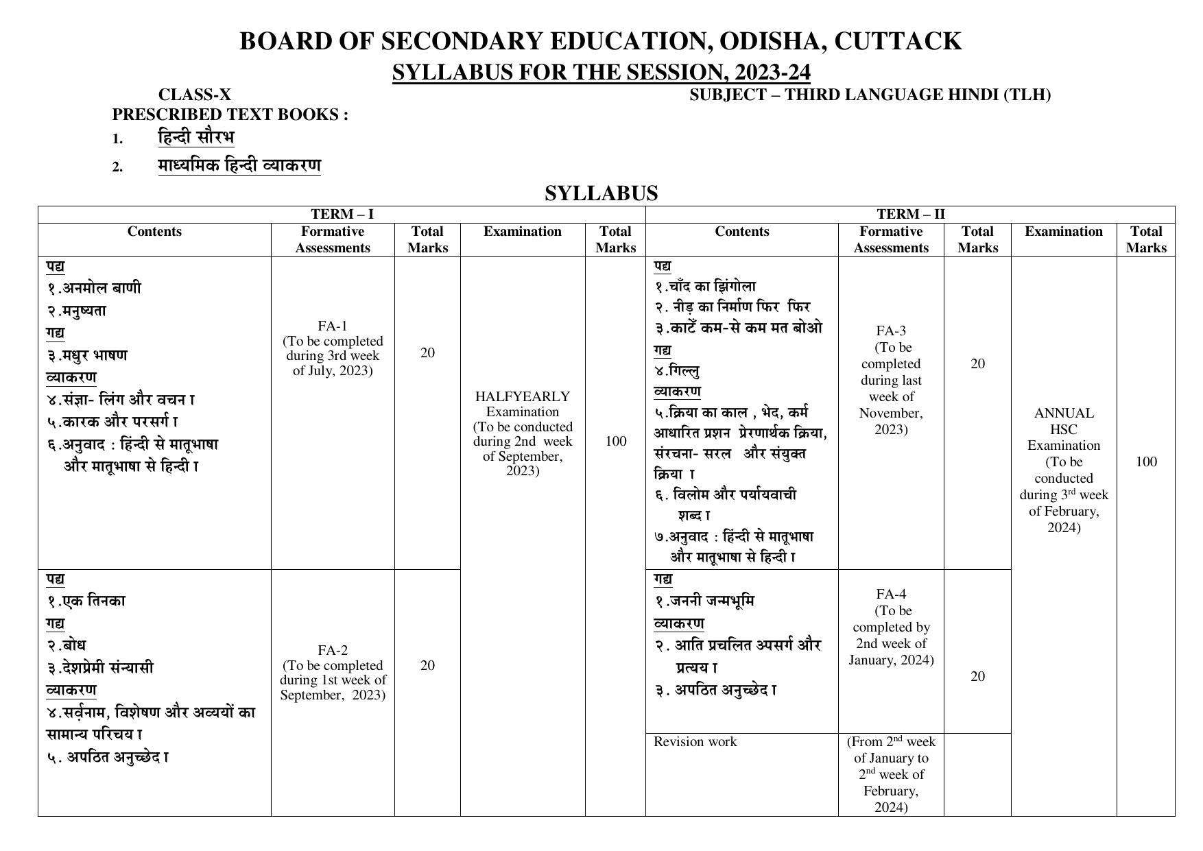 BSE Odisha Class 10 Syllabus - Page 6