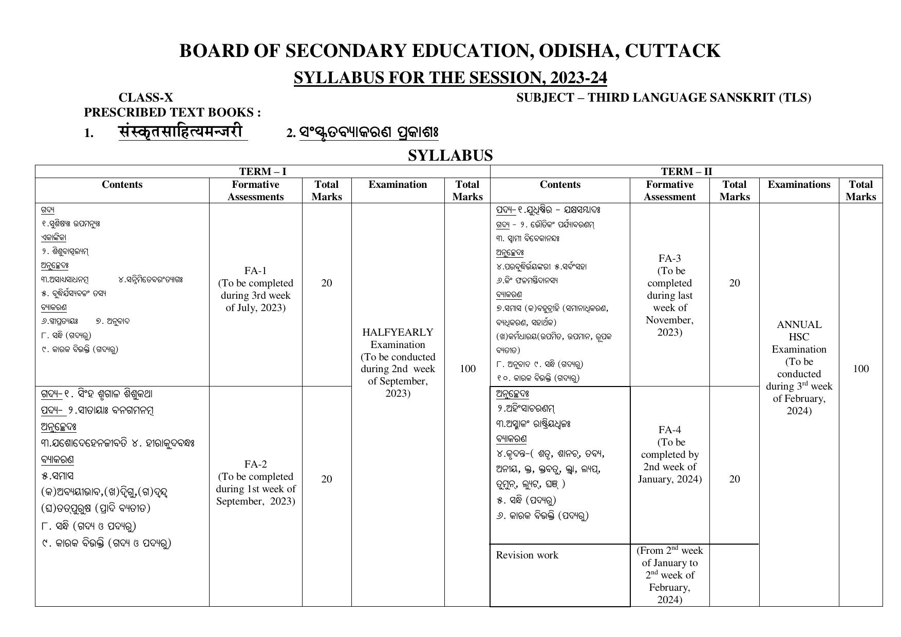 BSE Odisha Class 10 Syllabus - Page 7