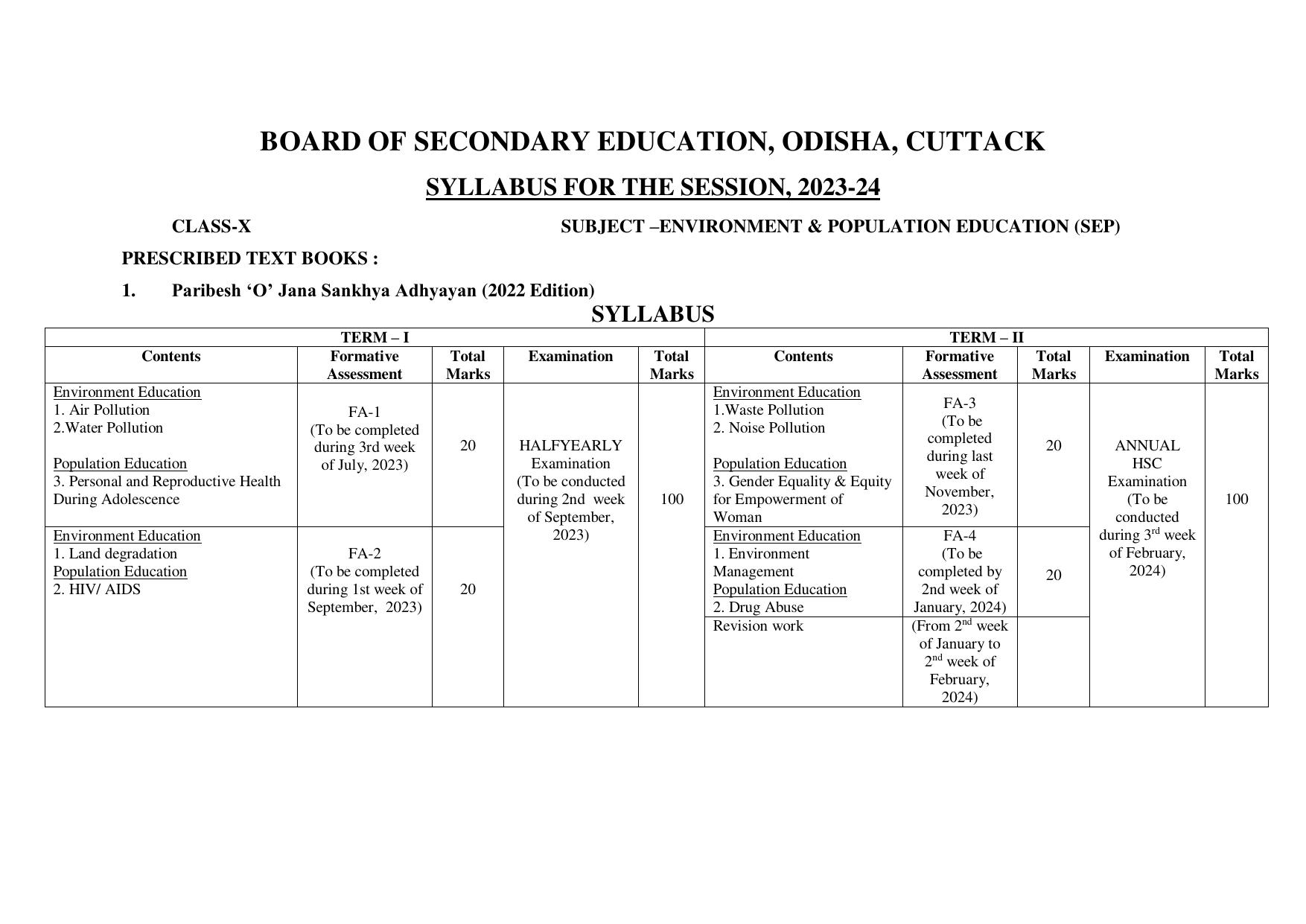 BSE Odisha Class 10 Syllabus - Page 14
