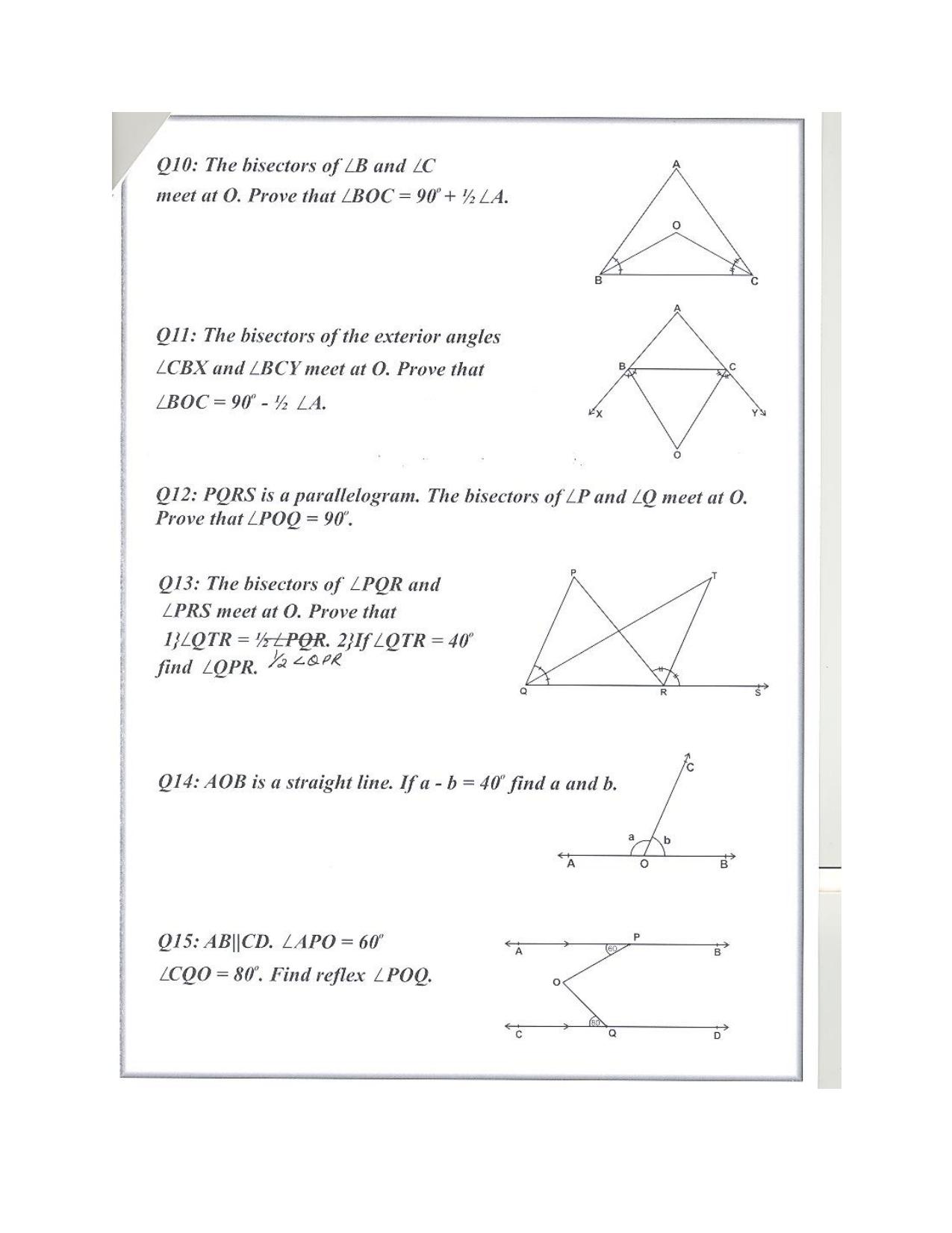 CBSE Worksheets for Class 9 Mathematics Lines and Angles Assignment 4 - Page 2
