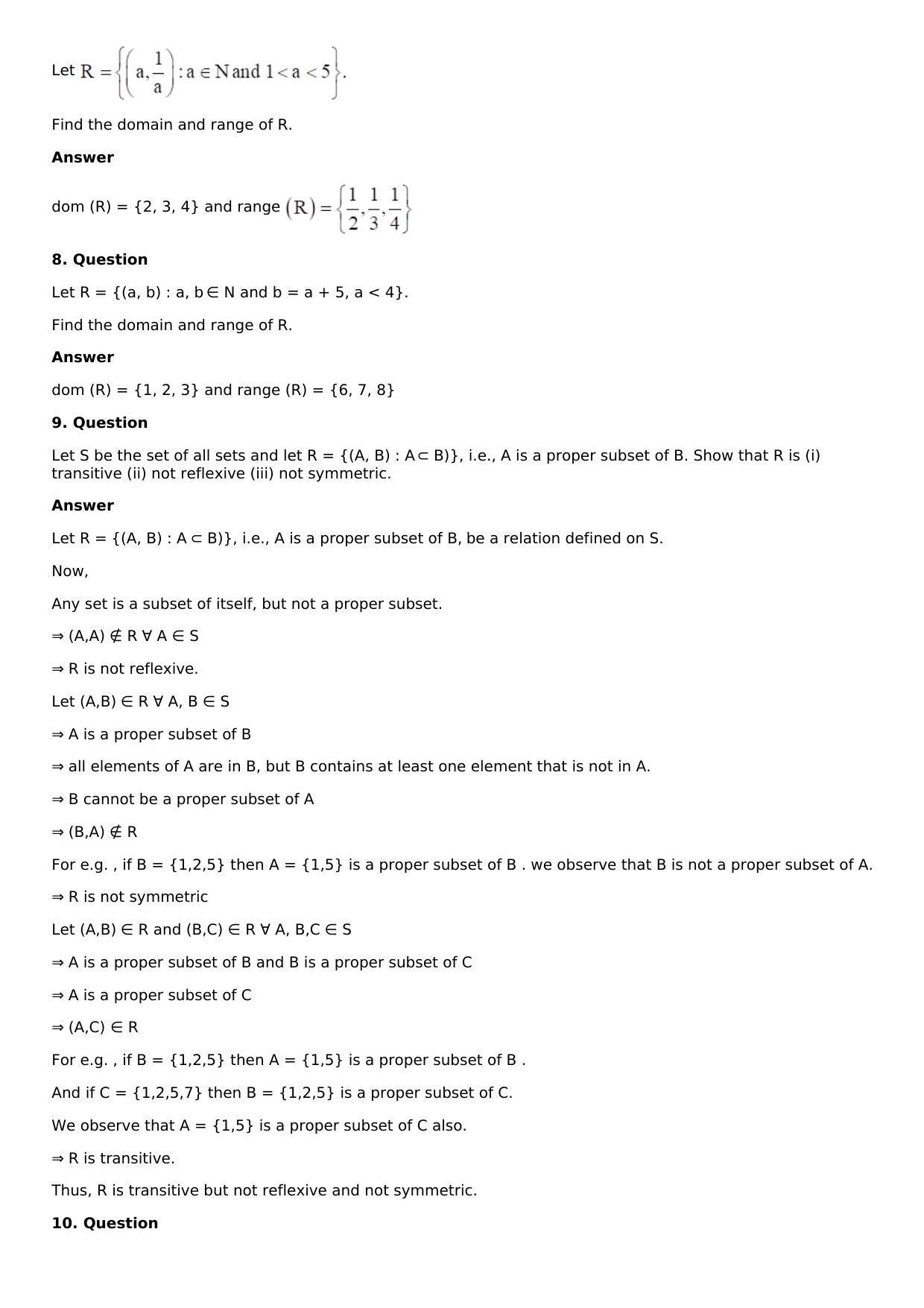 Chapter 1: Relation Solutions: RS Aggarwal Class 12 Solutions  - Page 2