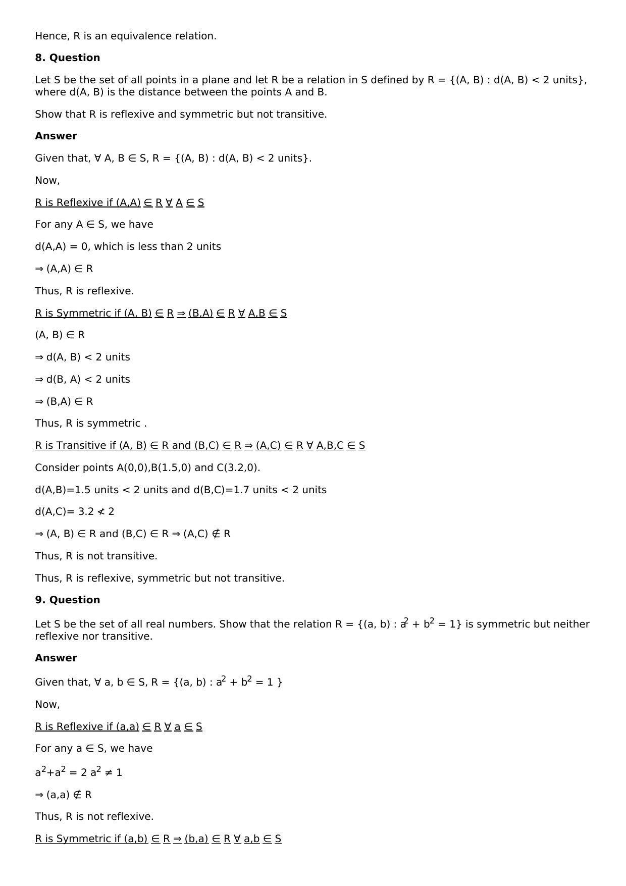 Chapter 1: Relation Solutions: RS Aggarwal Class 12 Solutions  - Page 10