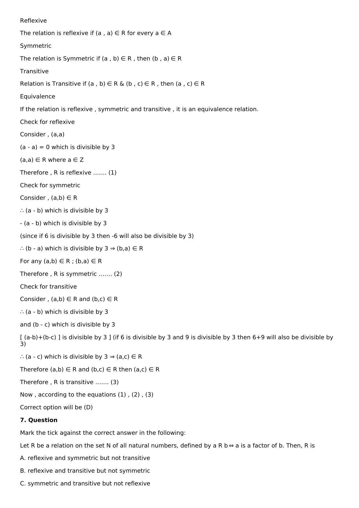 Chapter 1: Relation Solutions: RS Aggarwal Class 12 Solutions  - Page 18