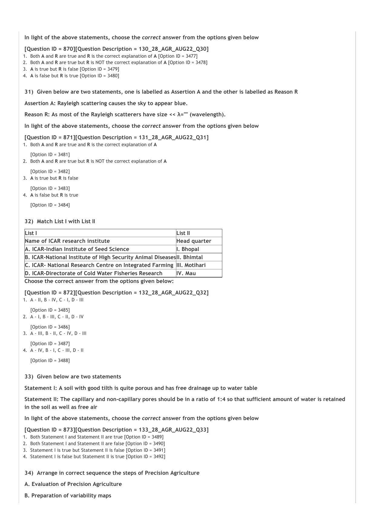 ICAR AIEEA PG 2022 AGRONOMY Question Paper - Page 6