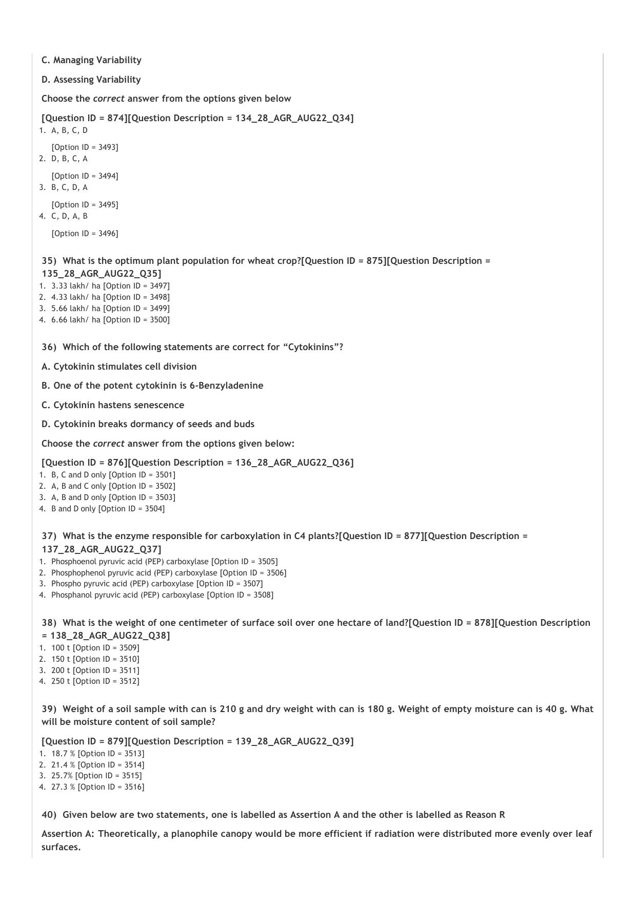 ICAR AIEEA PG 2022 AGRONOMY Question Paper - Page 7