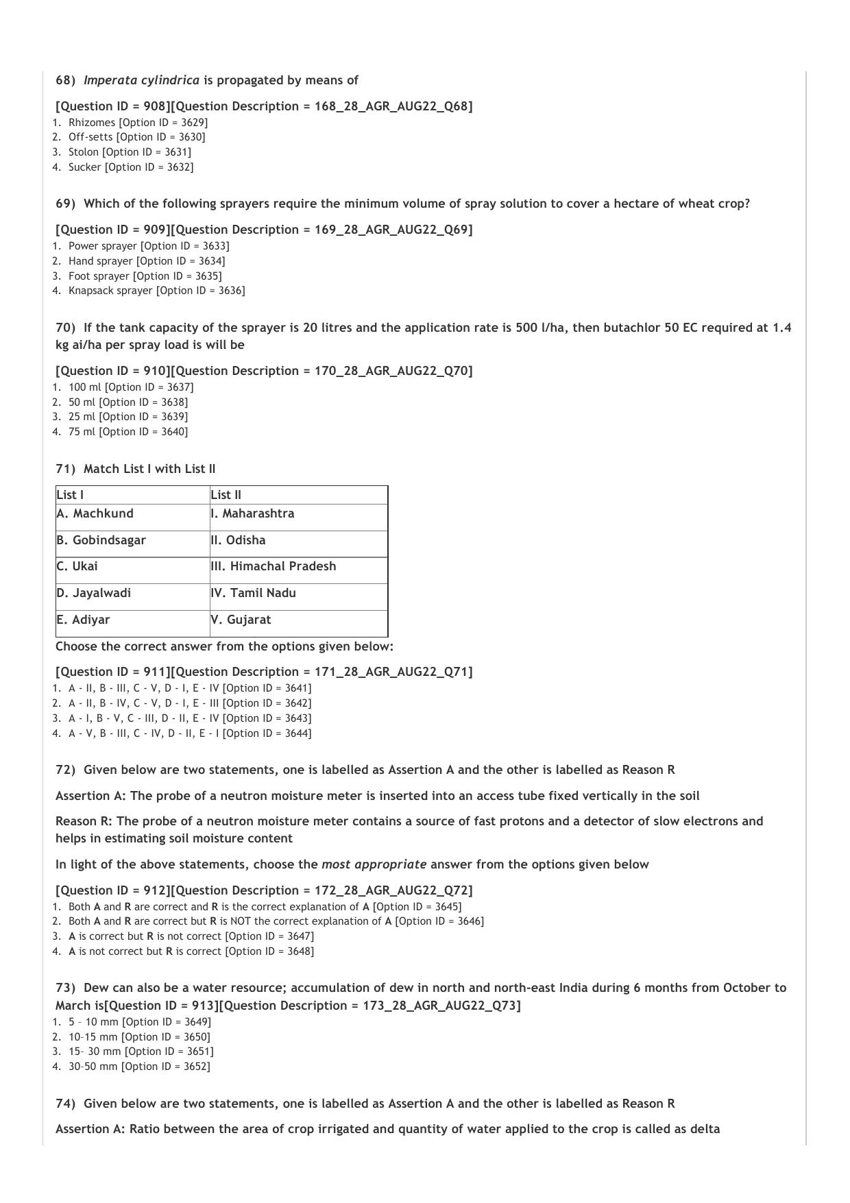 ICAR AIEEA PG 2022 AGRONOMY Question Paper - Page 12