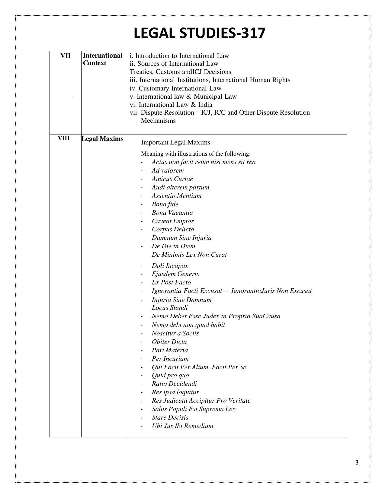 CUET Syllabus for Legal Studies (English) - Page 3