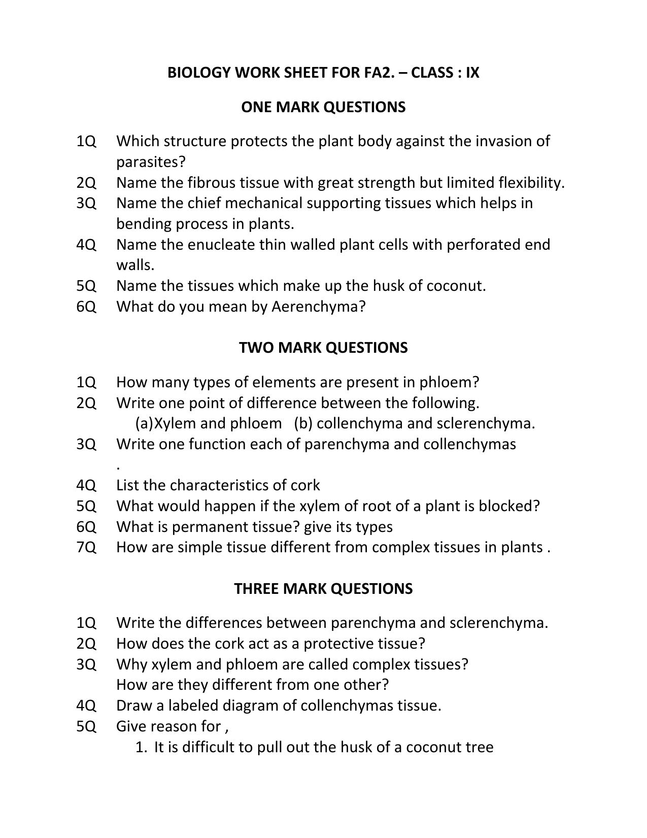 CBSE Worksheets for Class 9 Biology Assignment 2 - Page 3