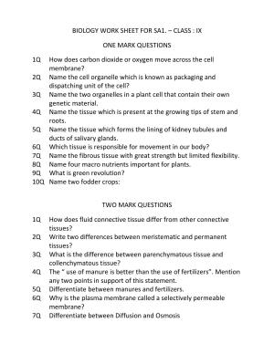 CBSE Worksheets for Class 9 Biology Assignment 2