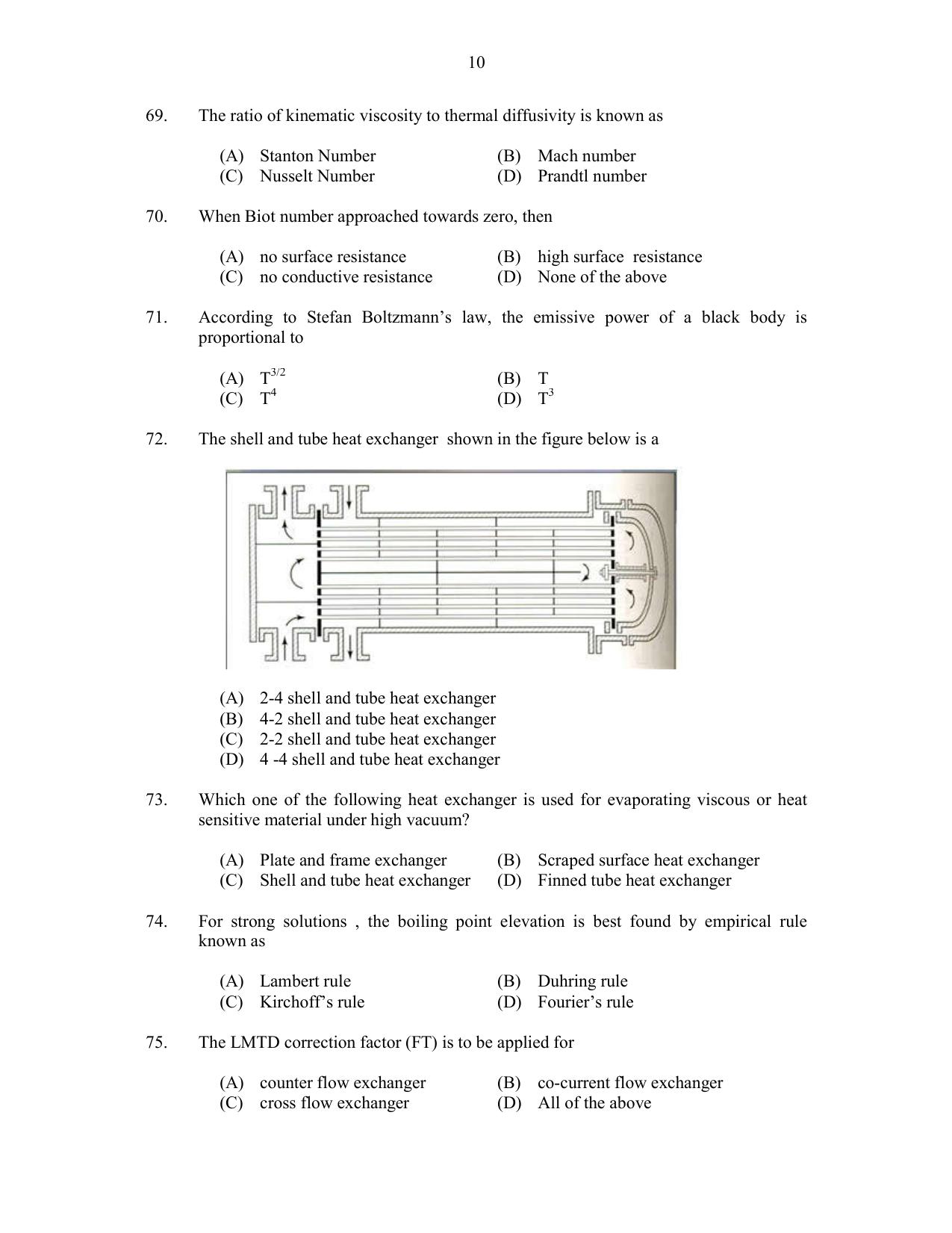 CUSAT CAT 2017 Chemical Engg Question Paper - Page 10
