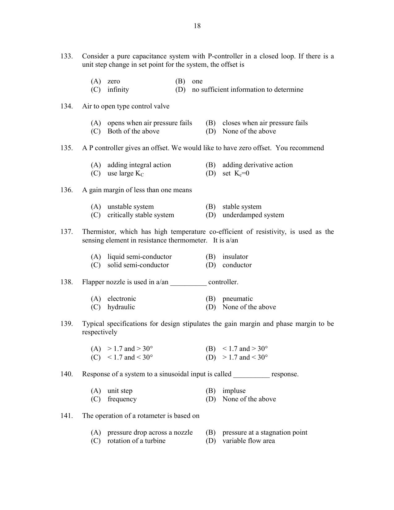 CUSAT CAT 2017 Chemical Engg Question Paper - Page 18