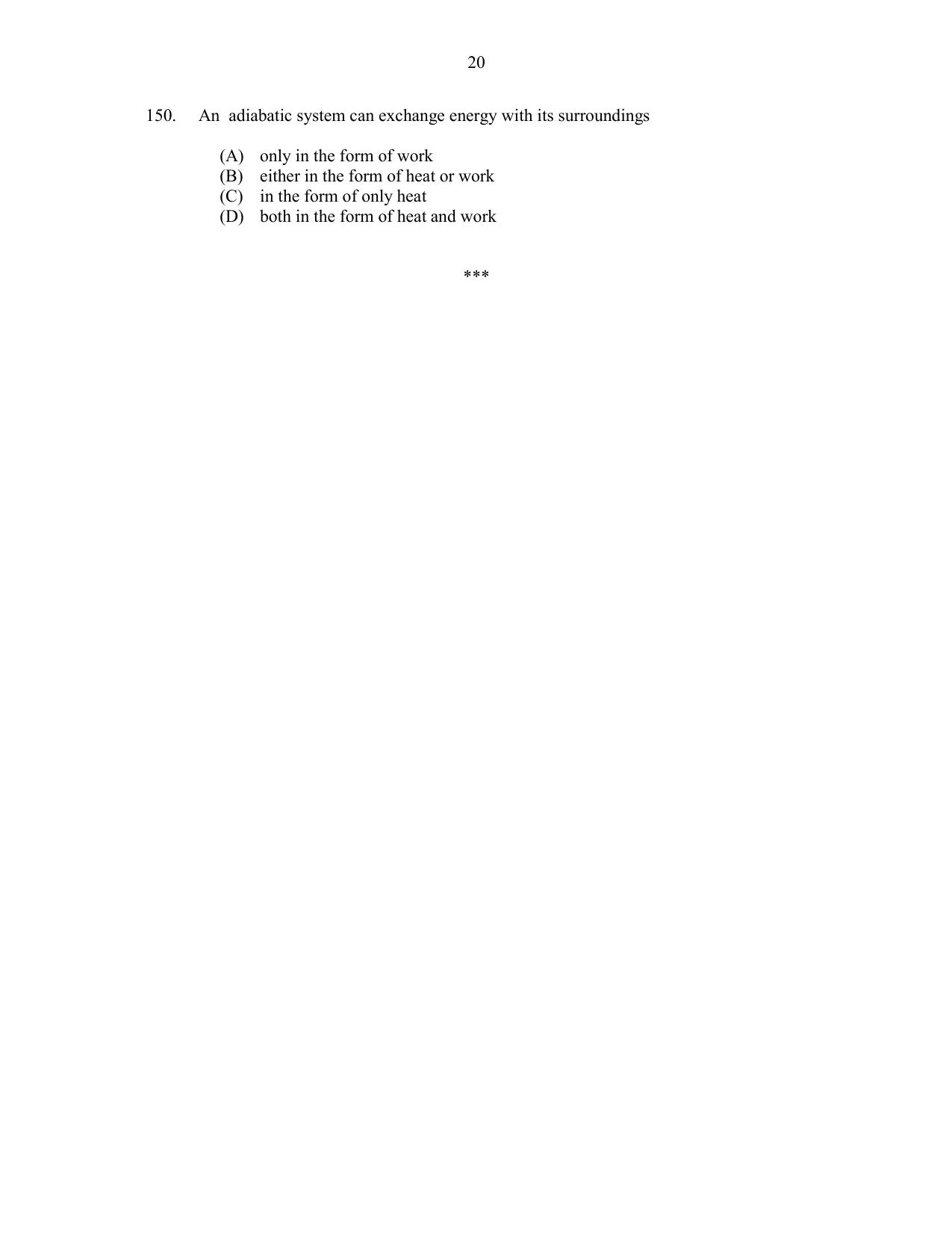 CUSAT CAT 2017 Chemical Engg Question Paper - Page 20