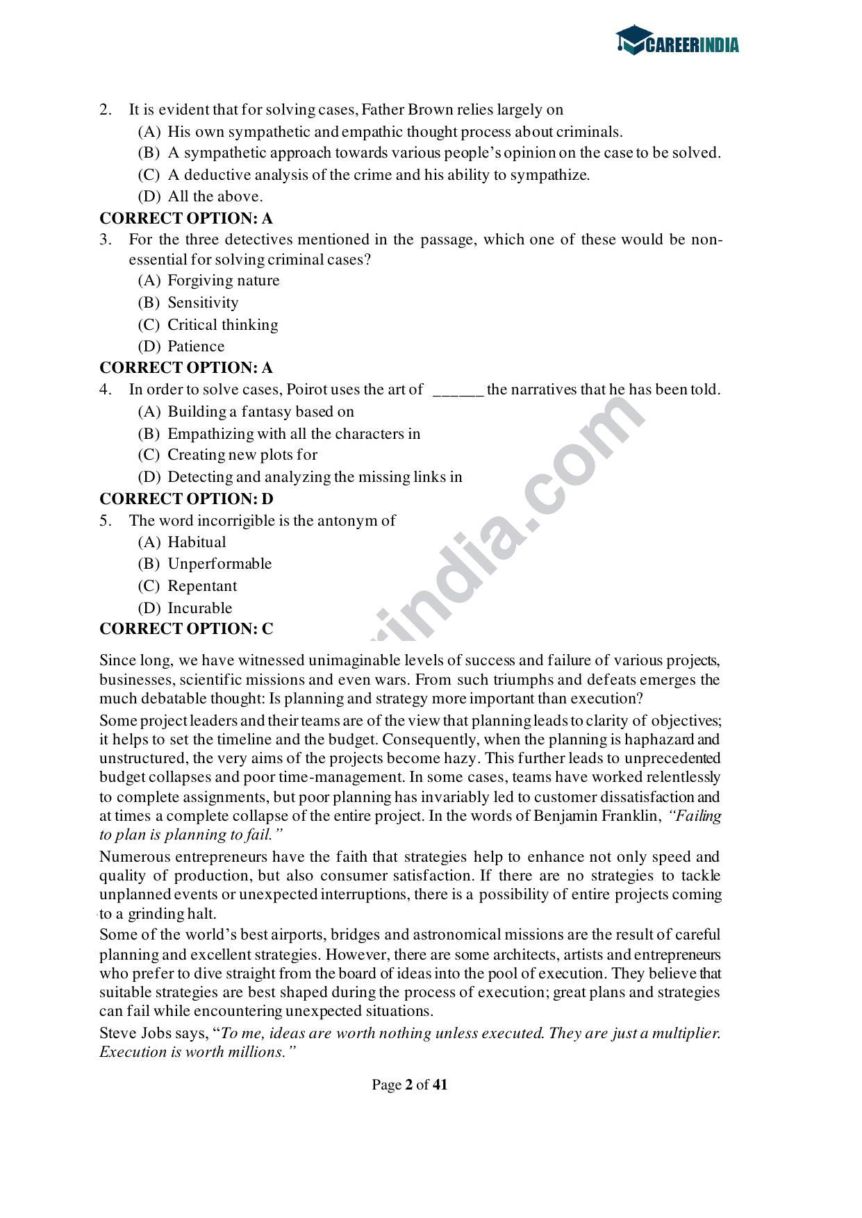 CLAT 2021 UG Question Paper and Asnwer Key - Page 2