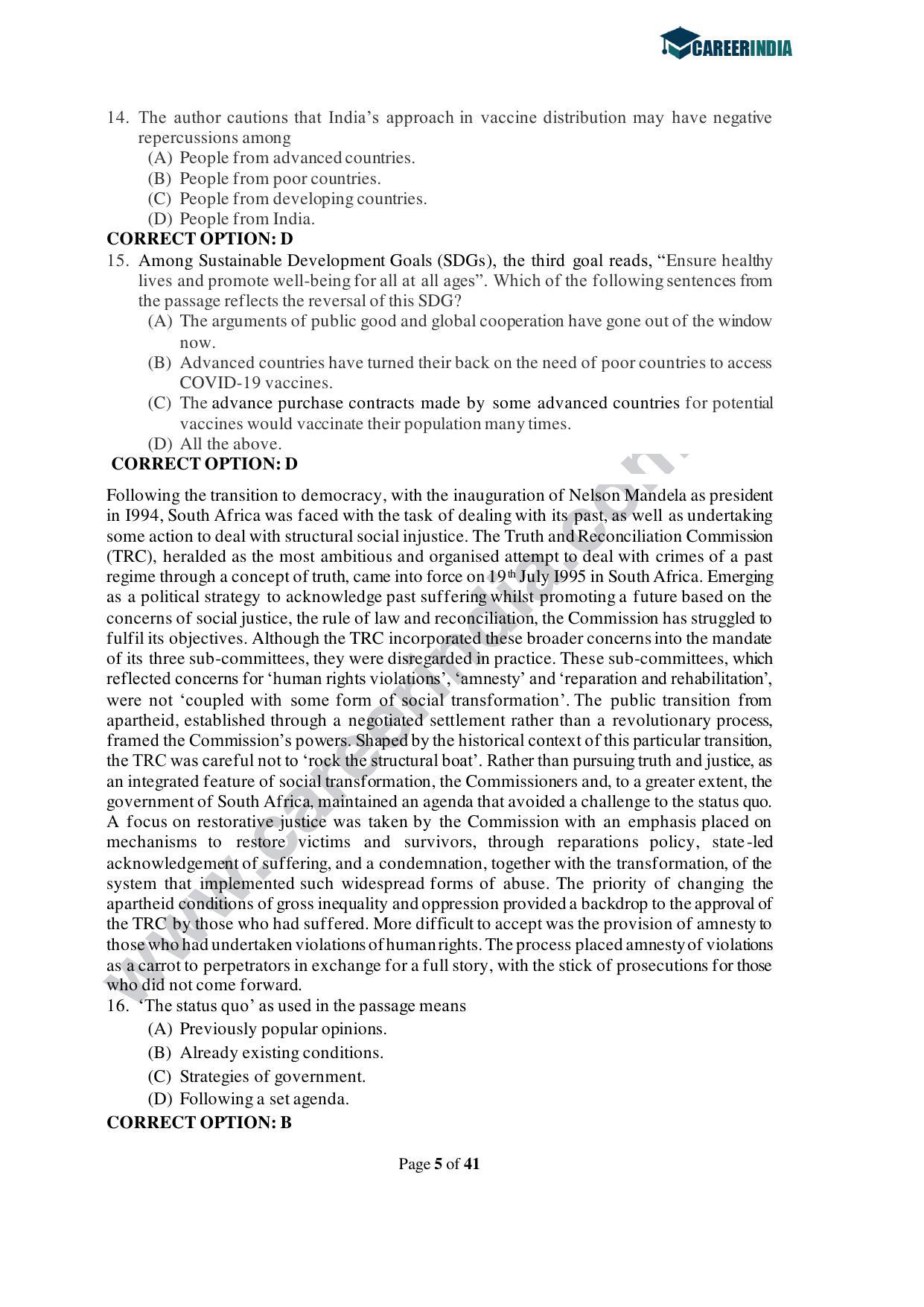 CLAT 2021 UG Question Paper and Asnwer Key - Page 5