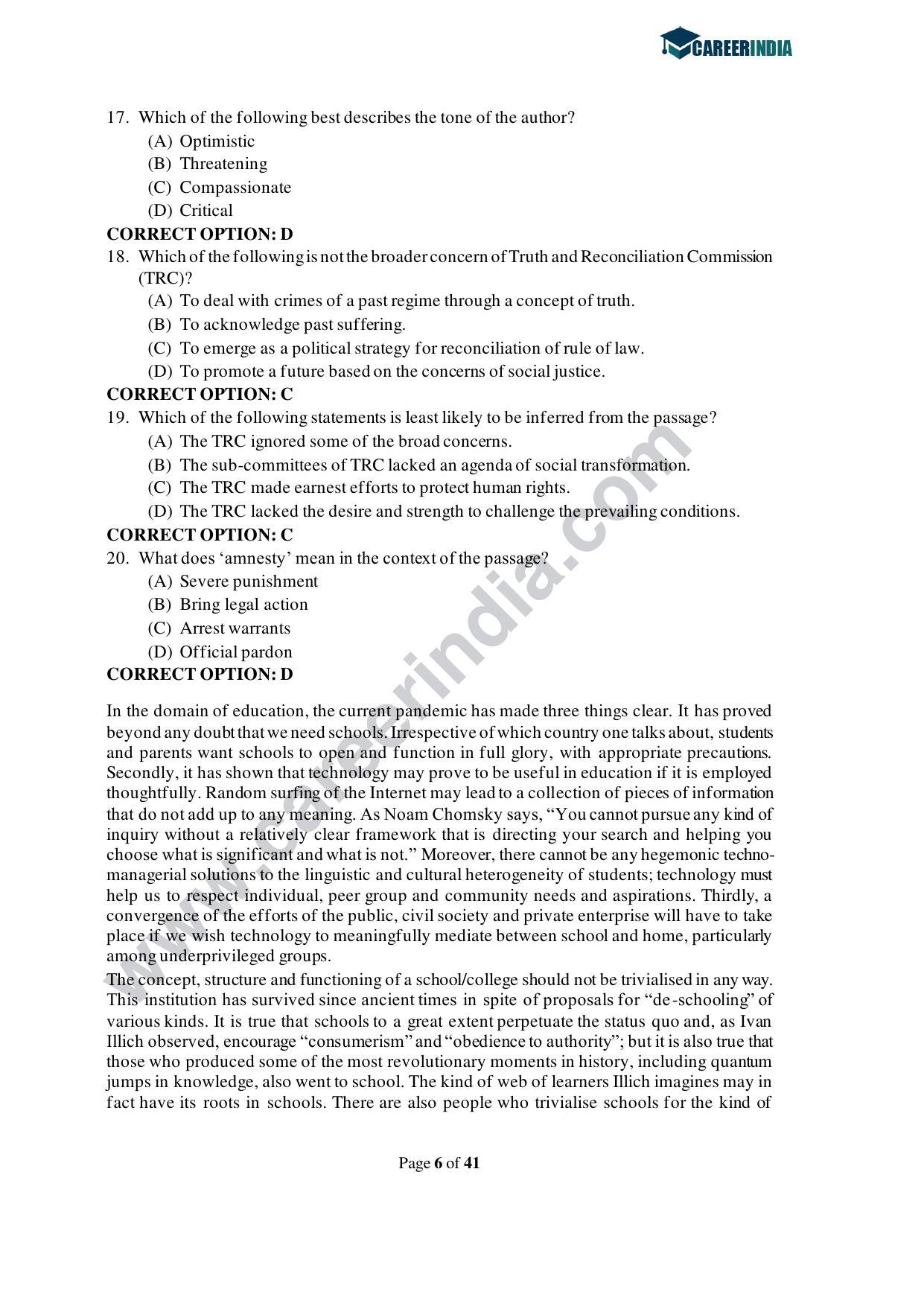 CLAT 2021 UG Question Paper and Asnwer Key - Page 6