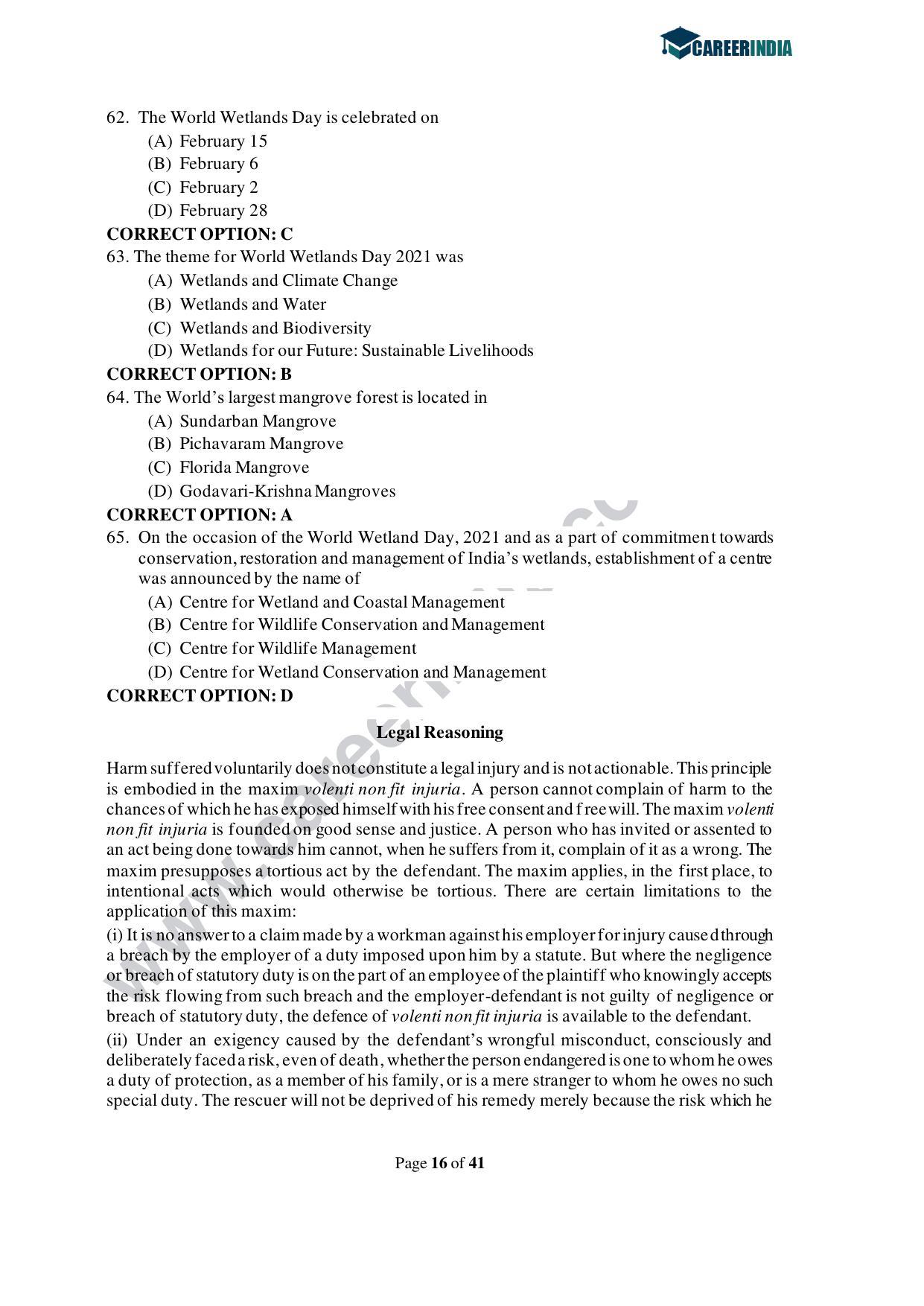 CLAT 2021 UG Question Paper and Asnwer Key - Page 16