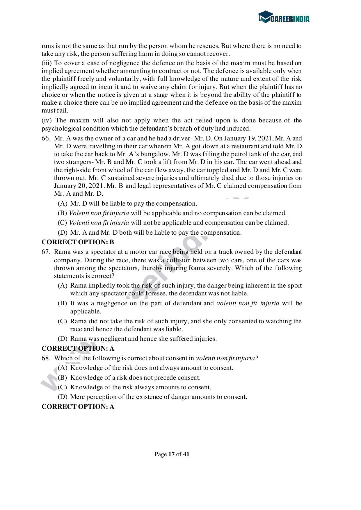 CLAT 2021 UG Question Paper and Asnwer Key - Page 17