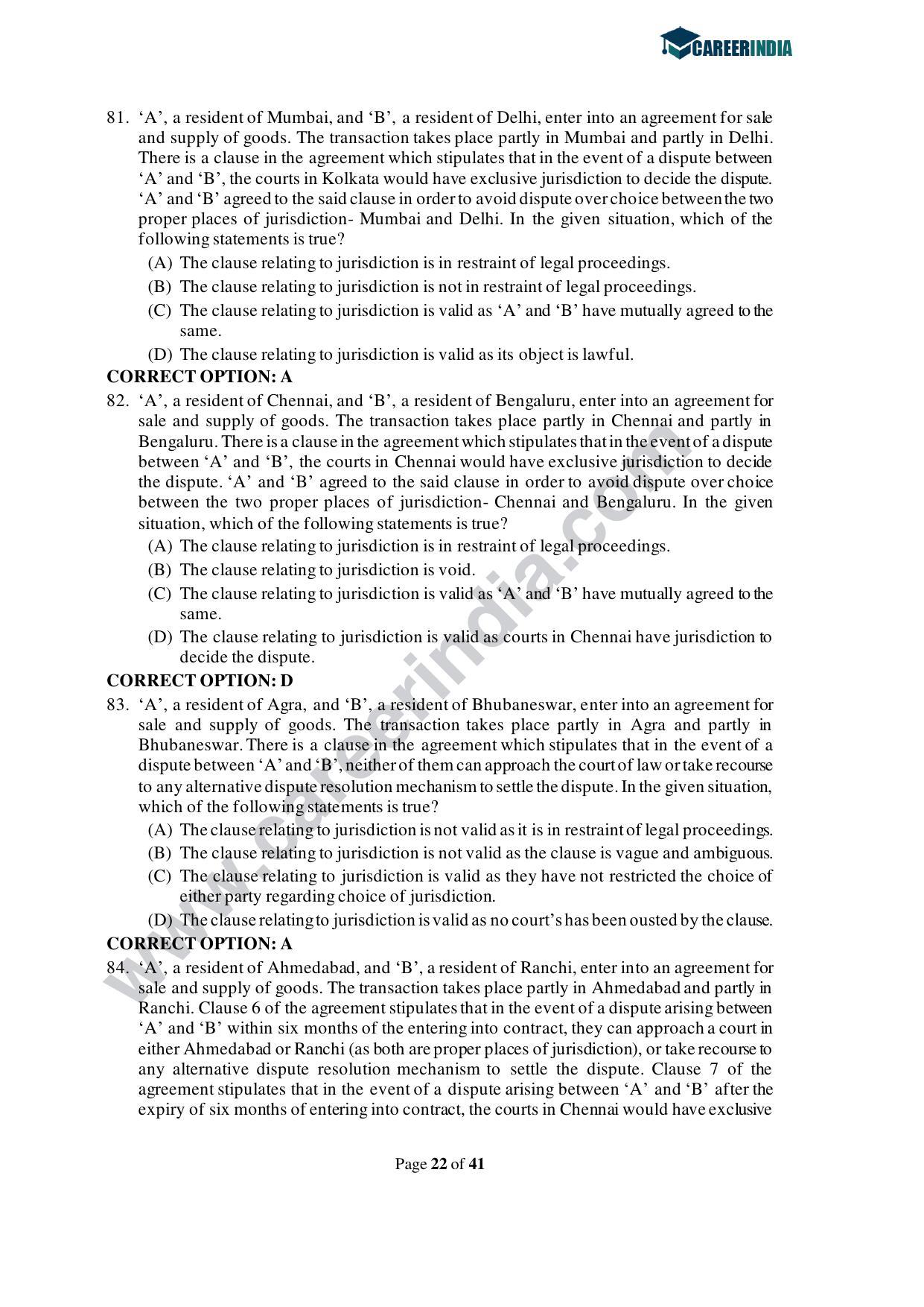 CLAT 2021 UG Question Paper and Asnwer Key - Page 22