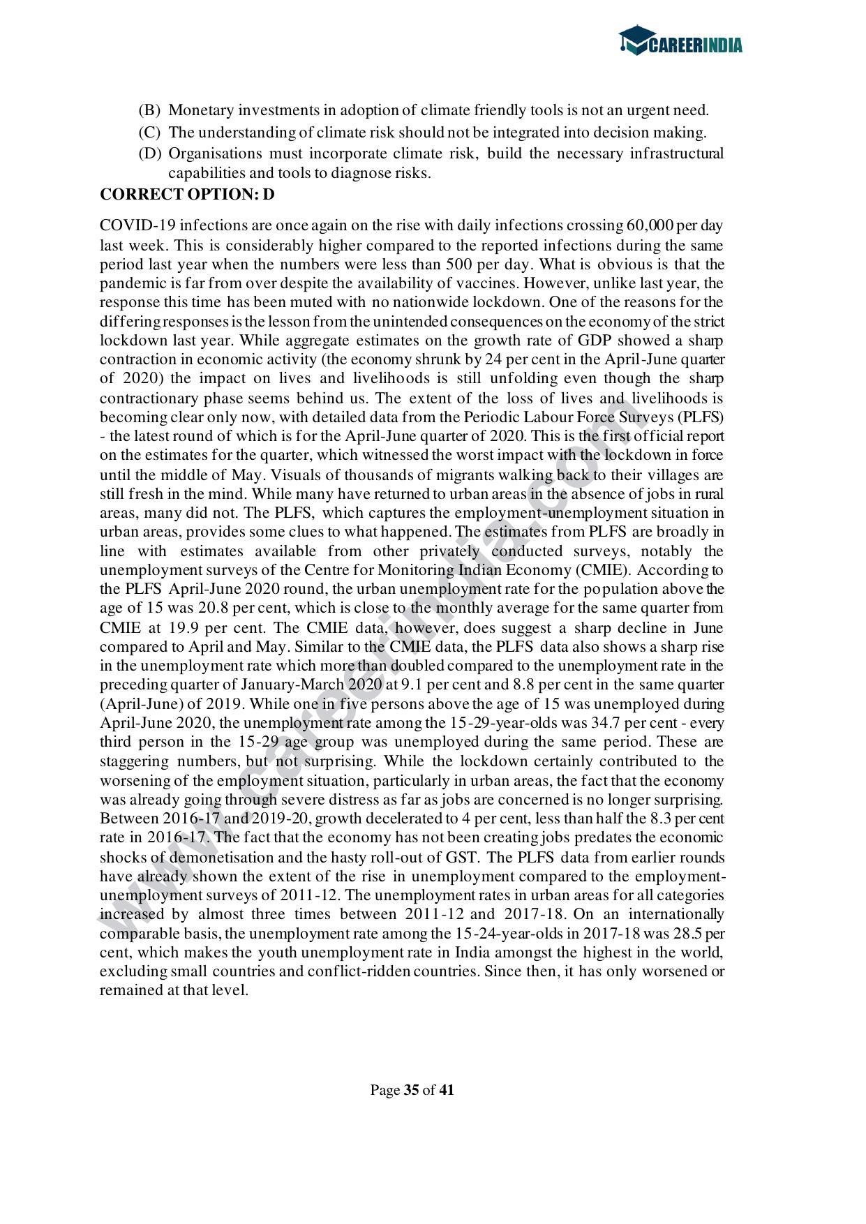 CLAT 2021 UG Question Paper and Asnwer Key - Page 35