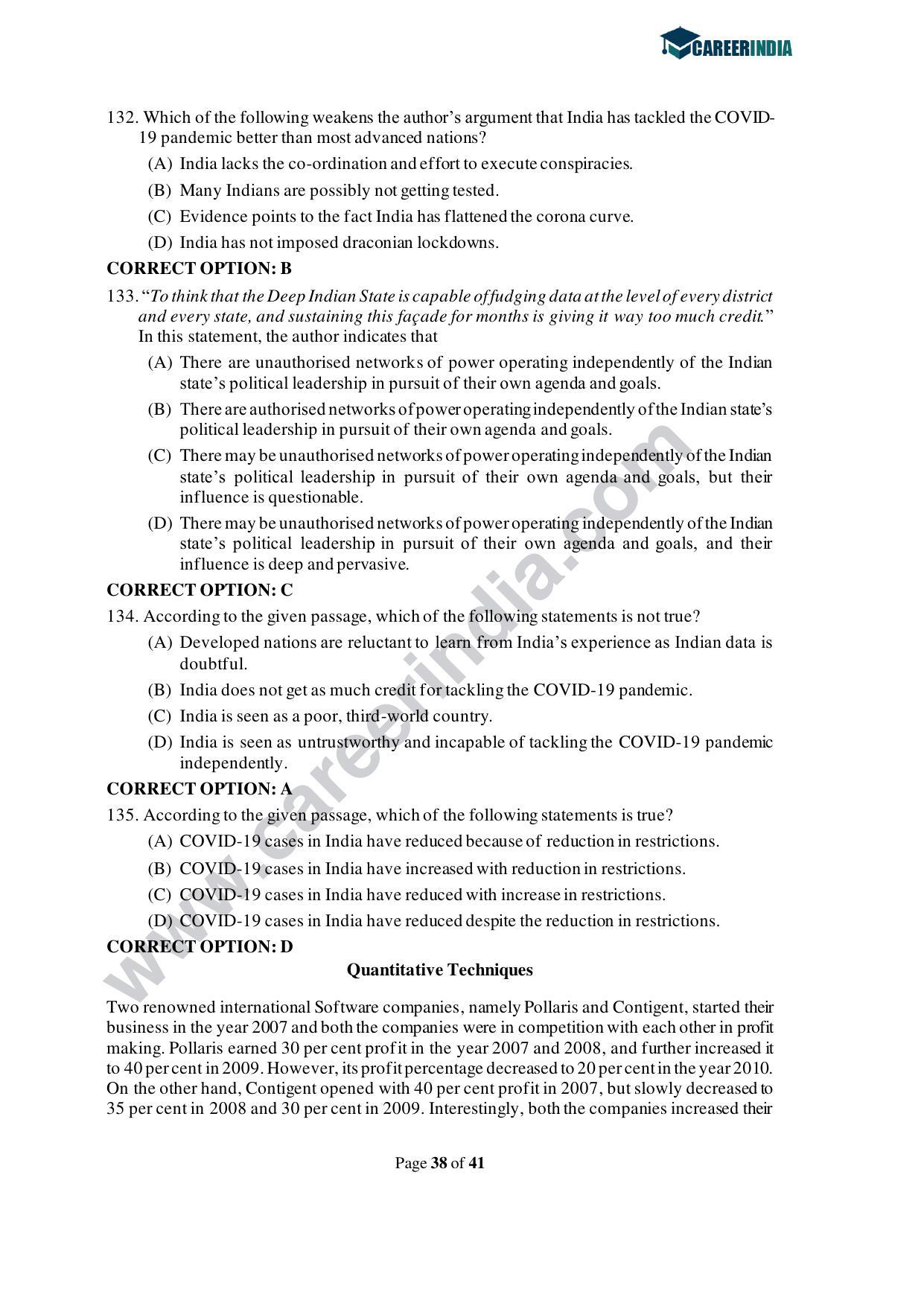 CLAT 2021 UG Question Paper and Asnwer Key - Page 38