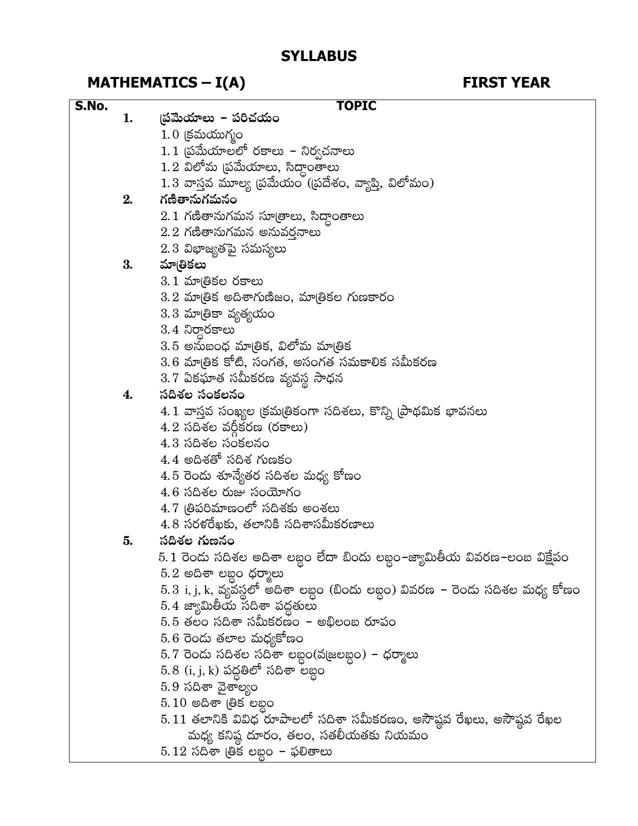 AP Board (APBIE) Class 11 All Science Groups (Intermediate I Year) Syllabus - Page 4