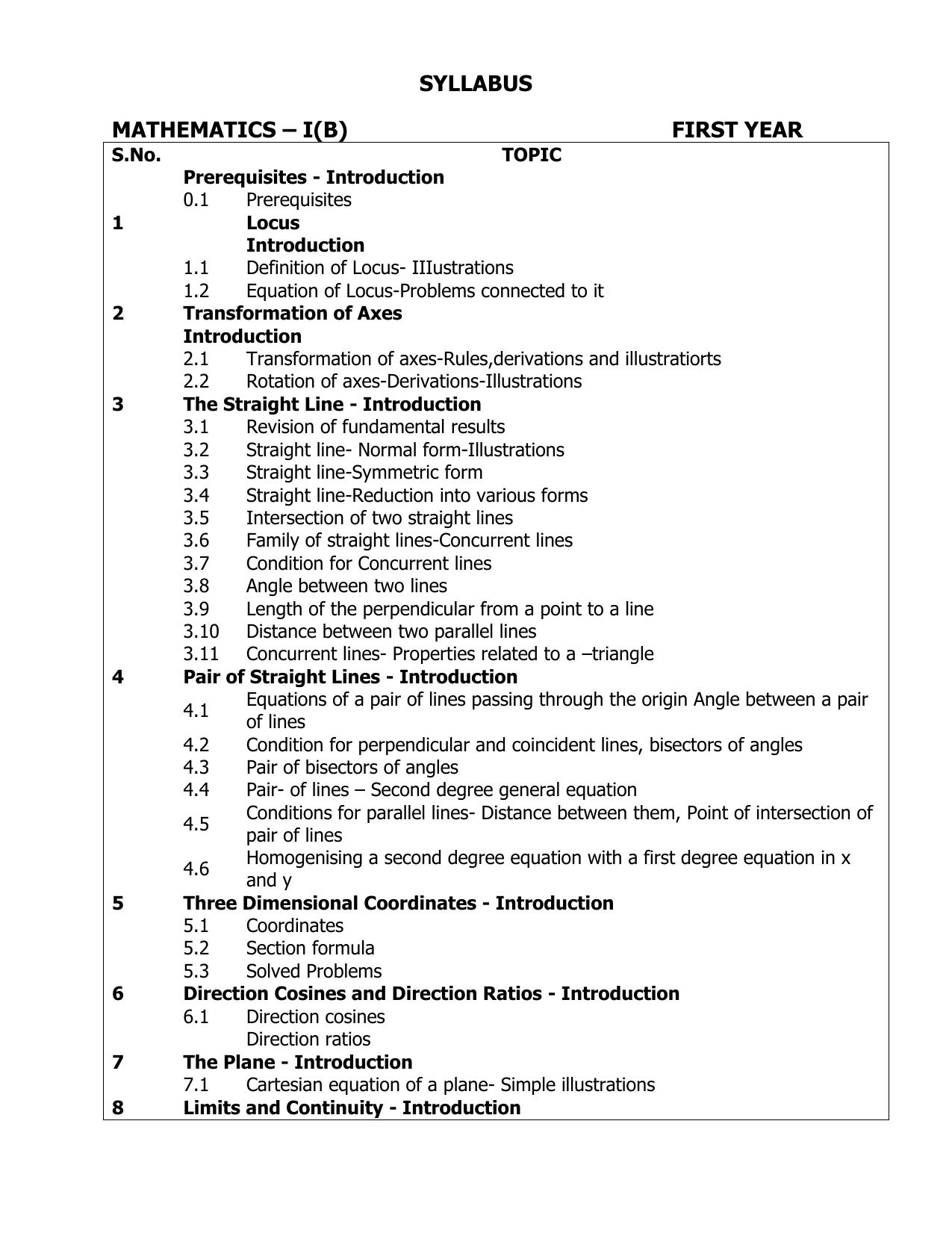 AP Board (APBIE) Class 11 All Science Groups (Intermediate I Year) Syllabus - Page 6