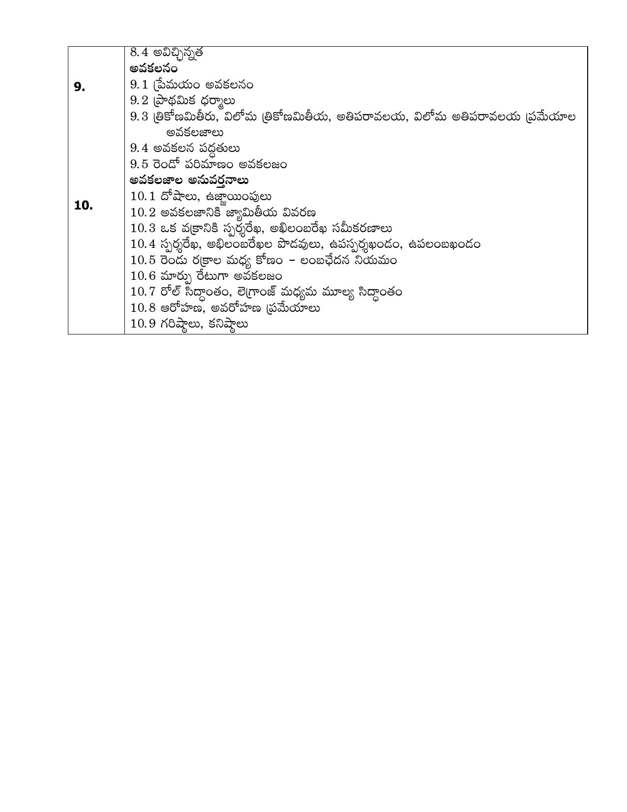 AP Board (APBIE) Class 11 All Science Groups (Intermediate I Year) Syllabus - Page 9
